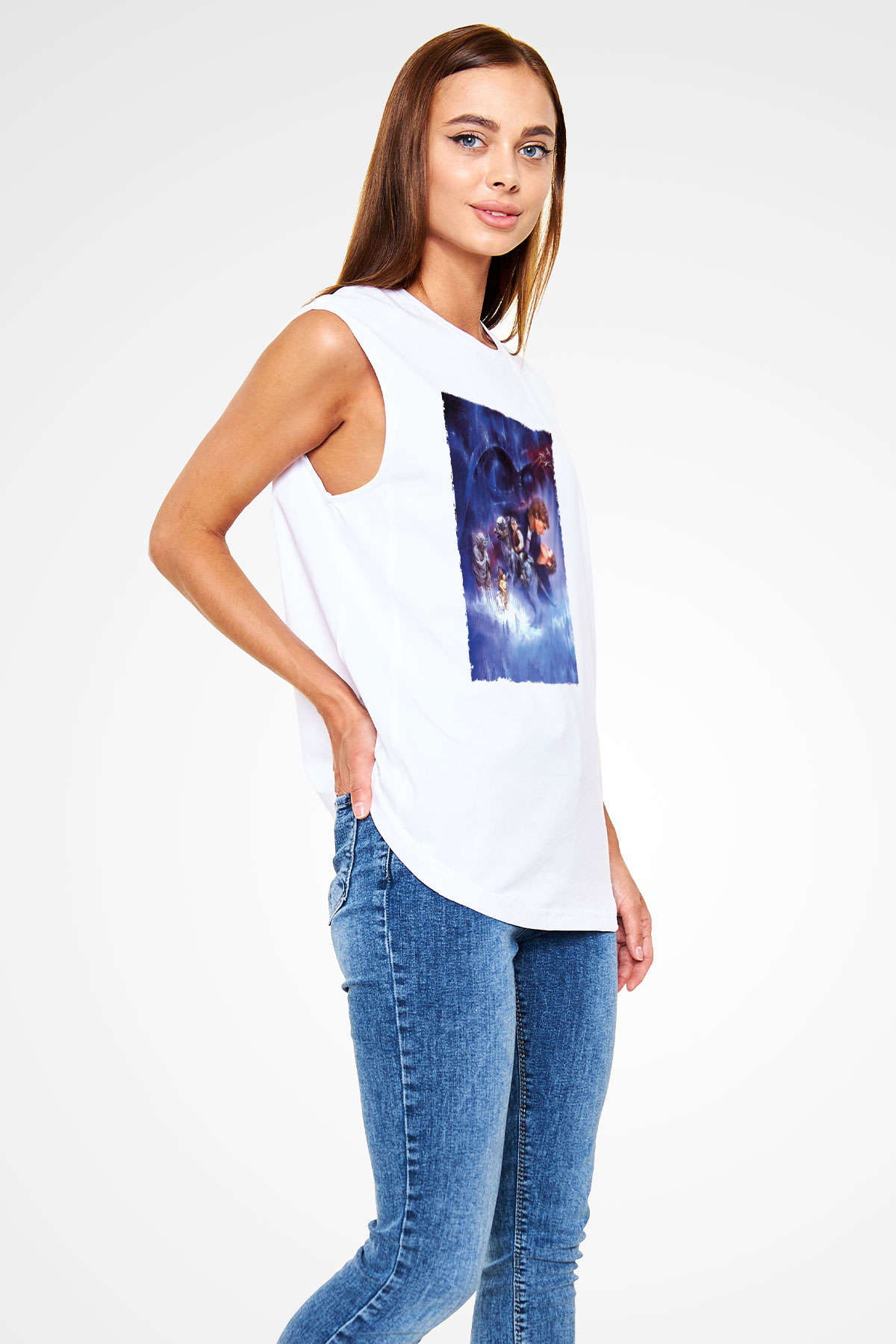Unisex Star Wars İmparator'un Dönüşü (The Empire Strikes Back) Baskılı Beyaz Kolsuz Tshirt