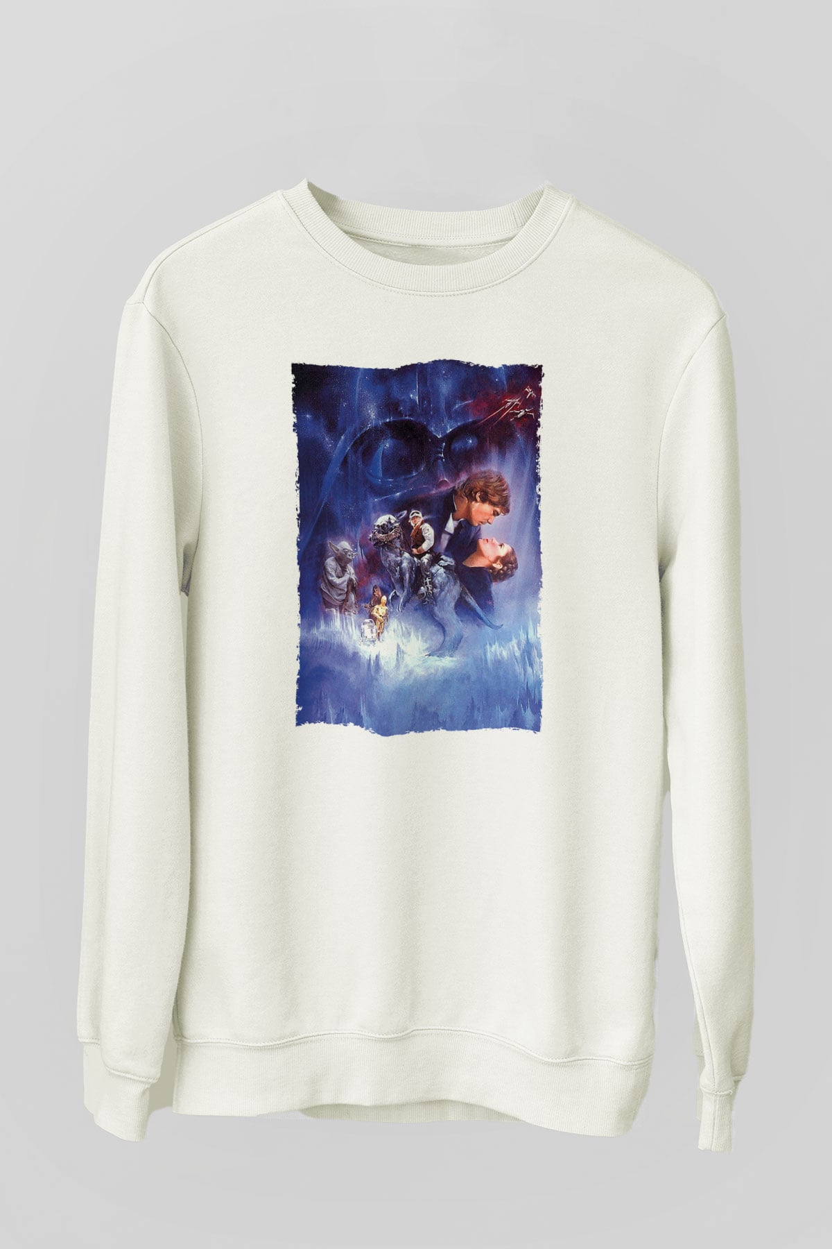 Unisex Star Wars İmparator'un Dönüşü (The Empire Strikes Back) Baskılı Beyaz Sweatshirt