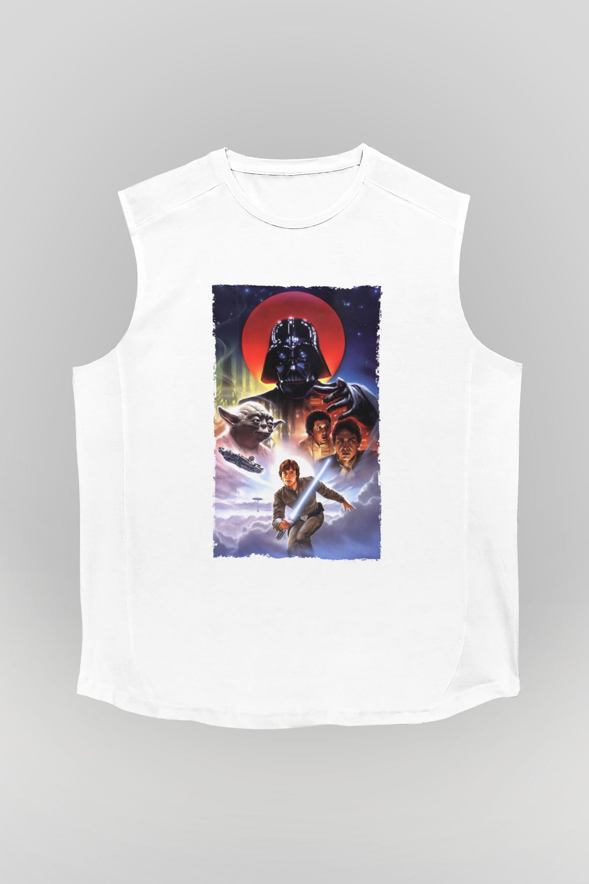 Unisex Star Wars İmparator'un Dönüşü (The Empire Strikes Back) Baskılı Beyaz Kolsuz T-shirt