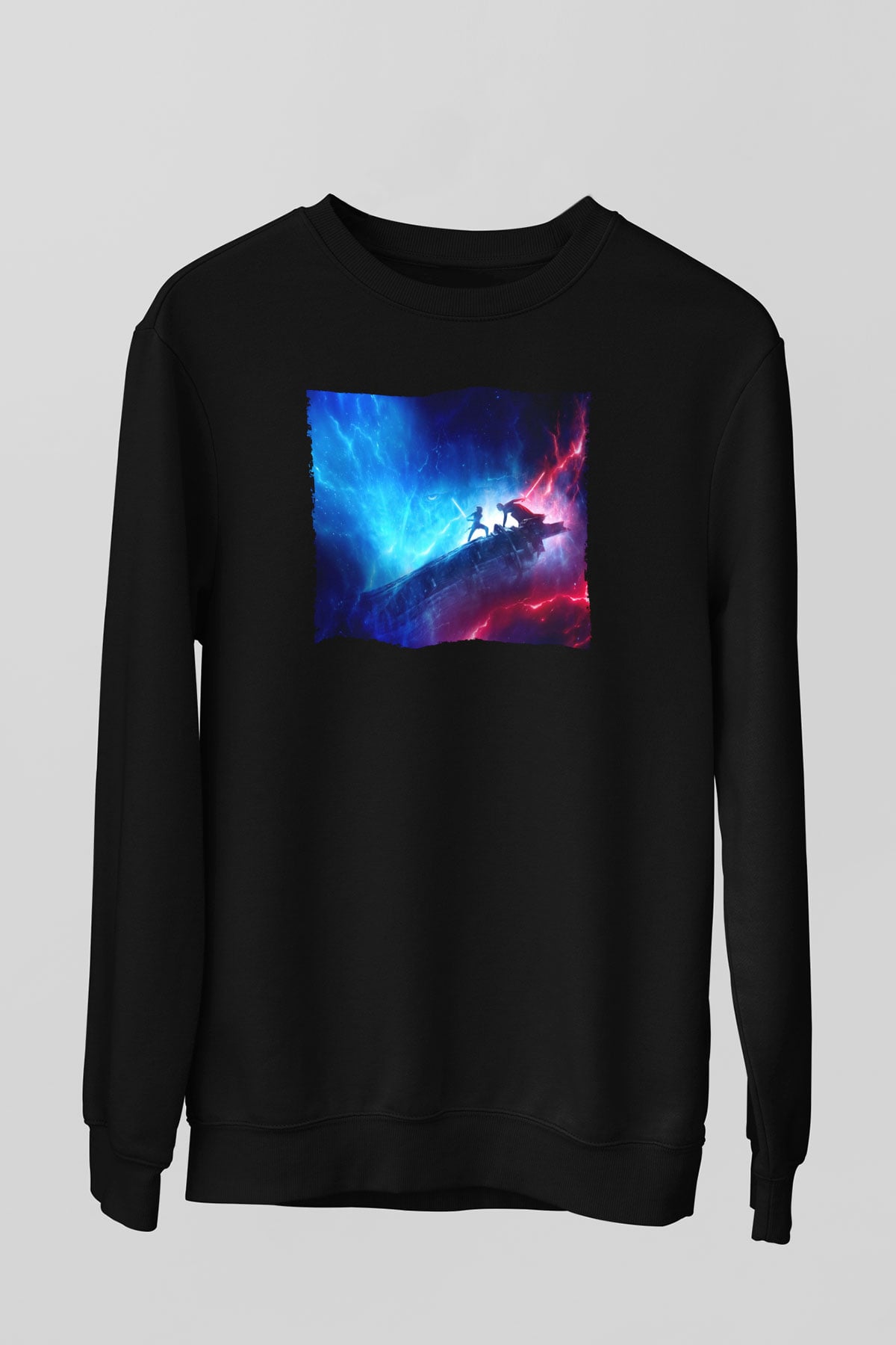 Unisex Star Wars Skywalker'ın Yükselişi (Star Wars The Rise of Skywalker) Baskılı Siyah Sweatshirt