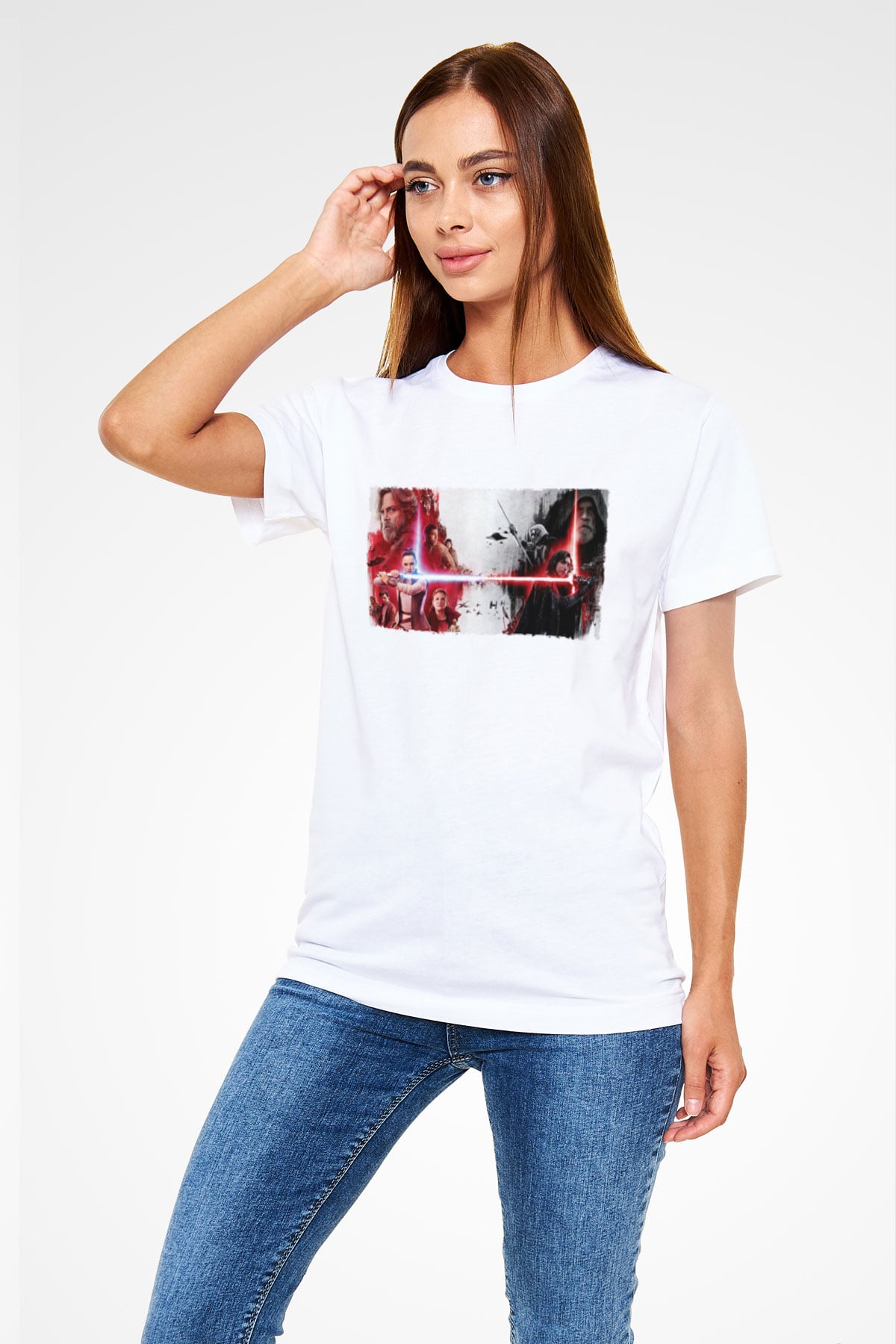 Unisex Star Wars Son Jedi Baskılı Beyaz Tişört