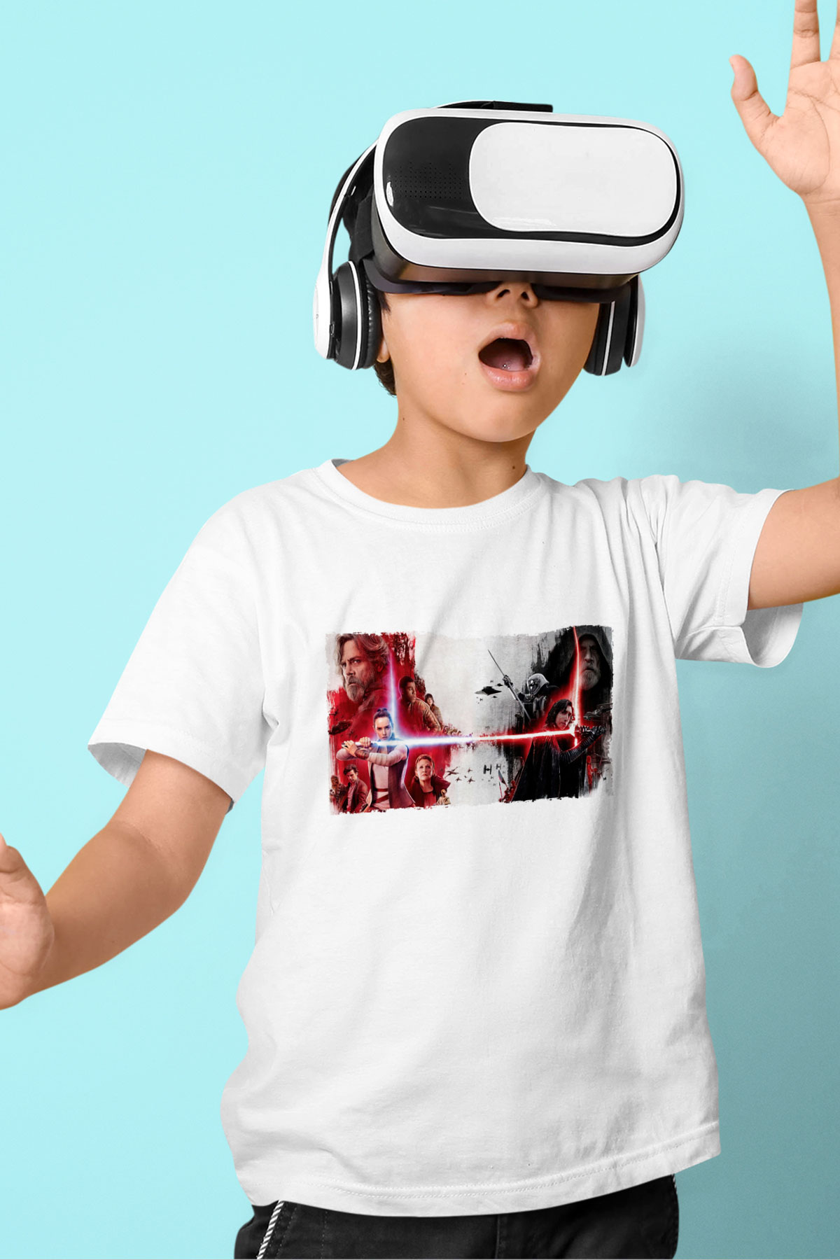 Unisex Star Wars Son Jedi Baskılı Beyaz Çocuk Tişört