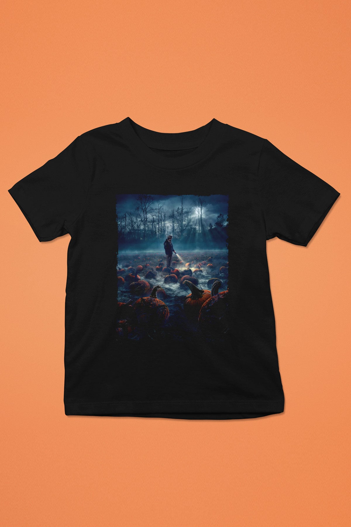 Unisex Stranger Things Baskılı Siyah Çocuk Unisex T-Shirt