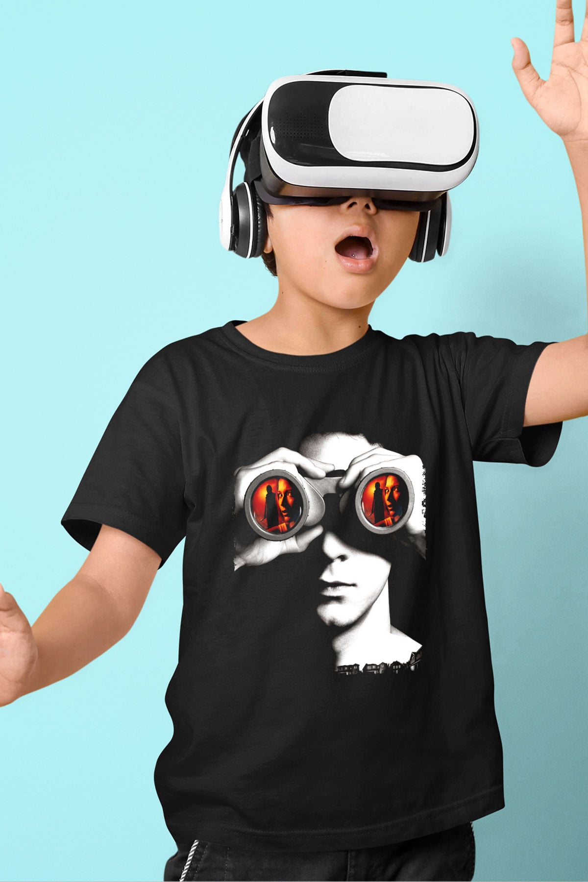 Unisex Şüphe (Disturbia) Baskılı Siyah Çocuk T-shirt