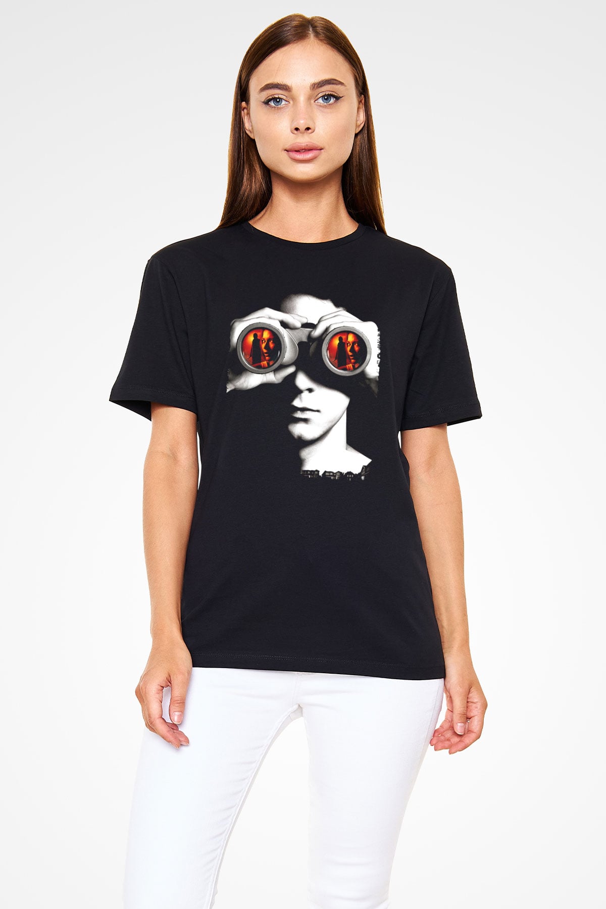 Unisex Şüphe (Disturbia) Baskılı Siyah T-shirt