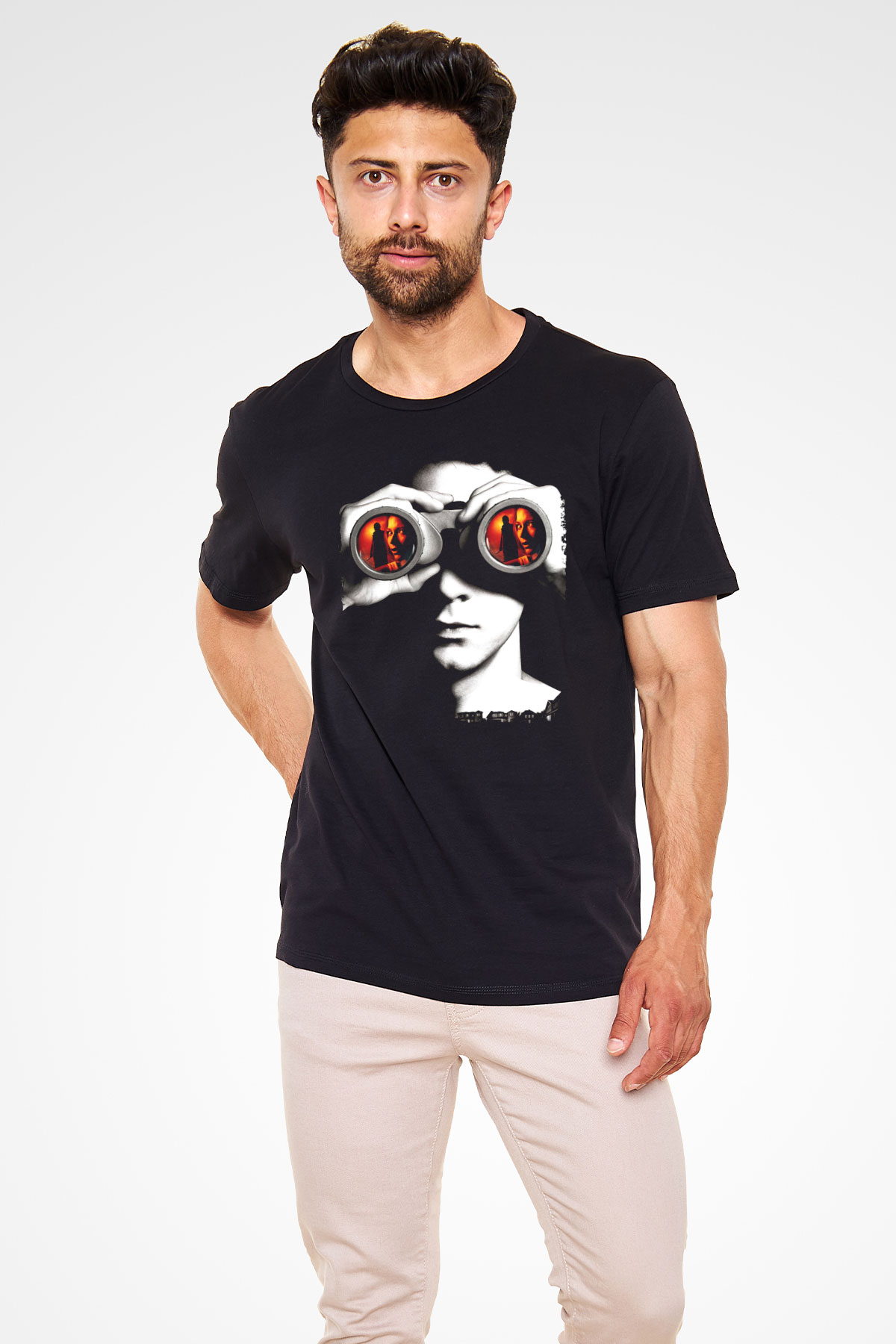 Unisex Şüphe (Disturbia) Baskılı Siyah T-shirt