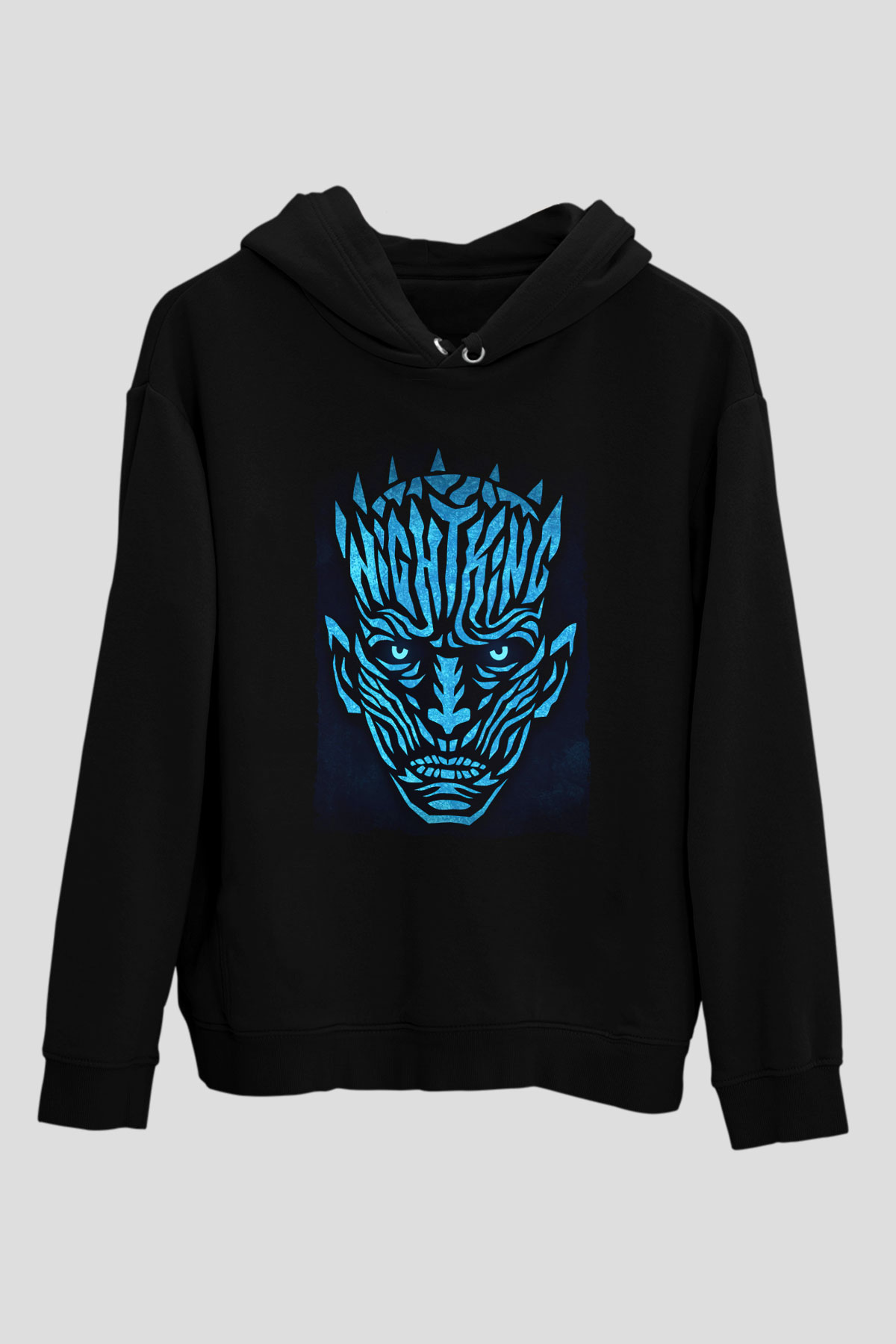 Unisex Taht Oyunları Baskılı Siyah Kapüşonlu Sweatshirt