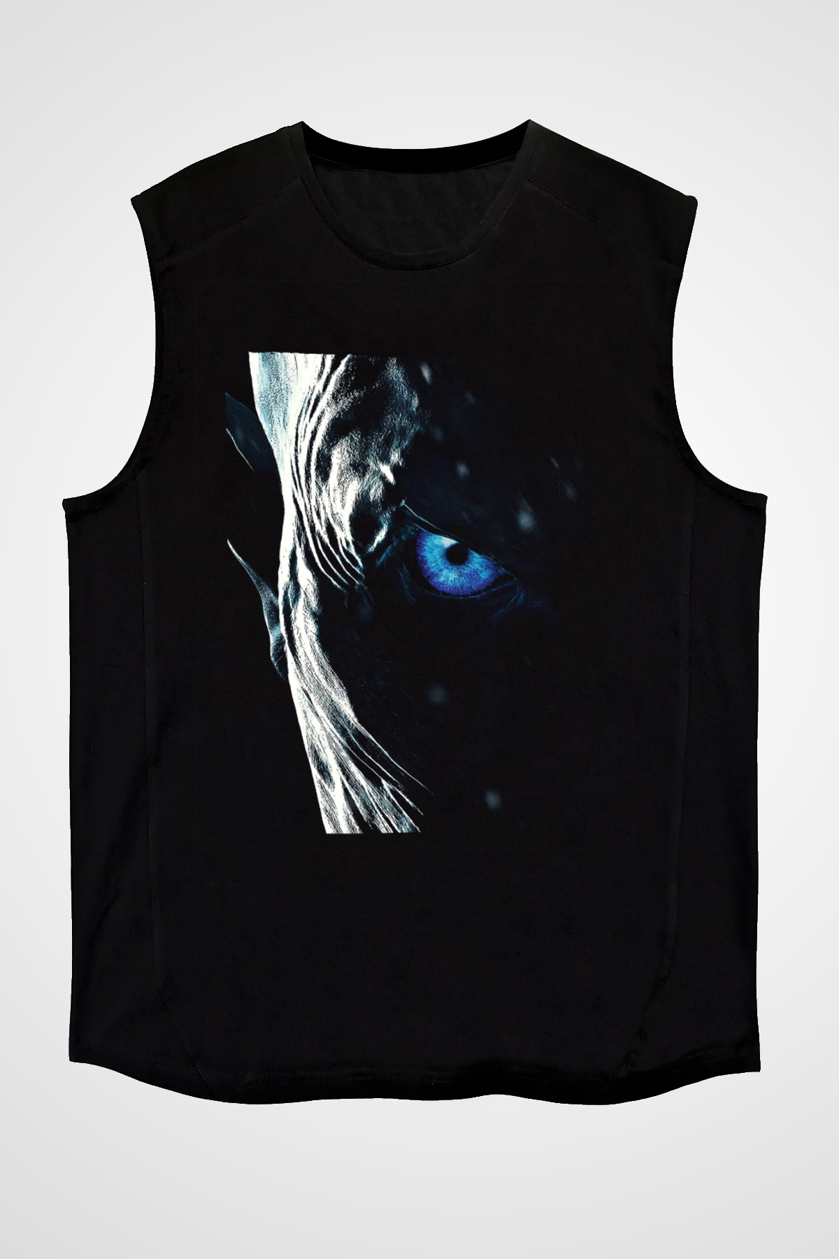Unisex Taht Oyunları Baskılı Siyah Kolsuz Tshirt