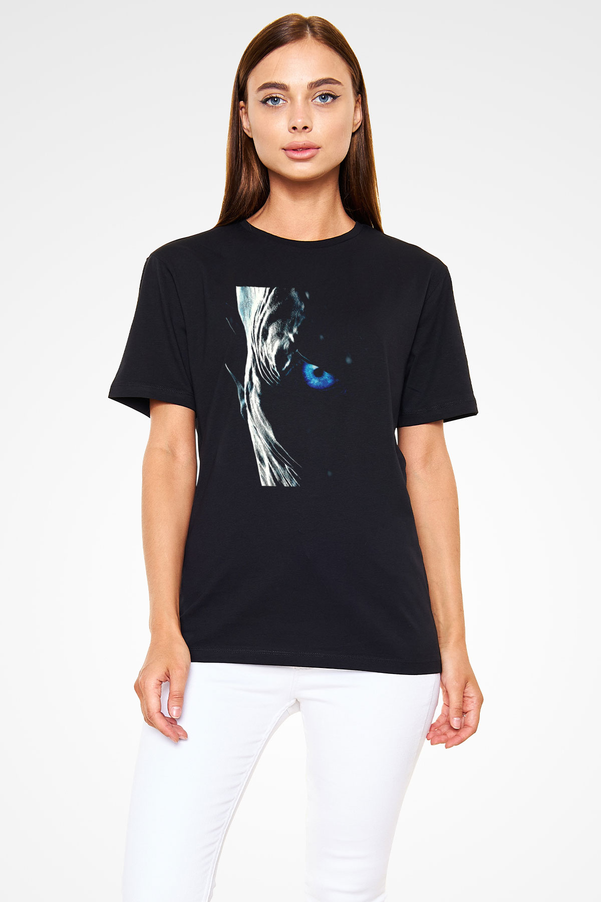 Unisex Taht Oyunları Baskılı Siyah Tshirt