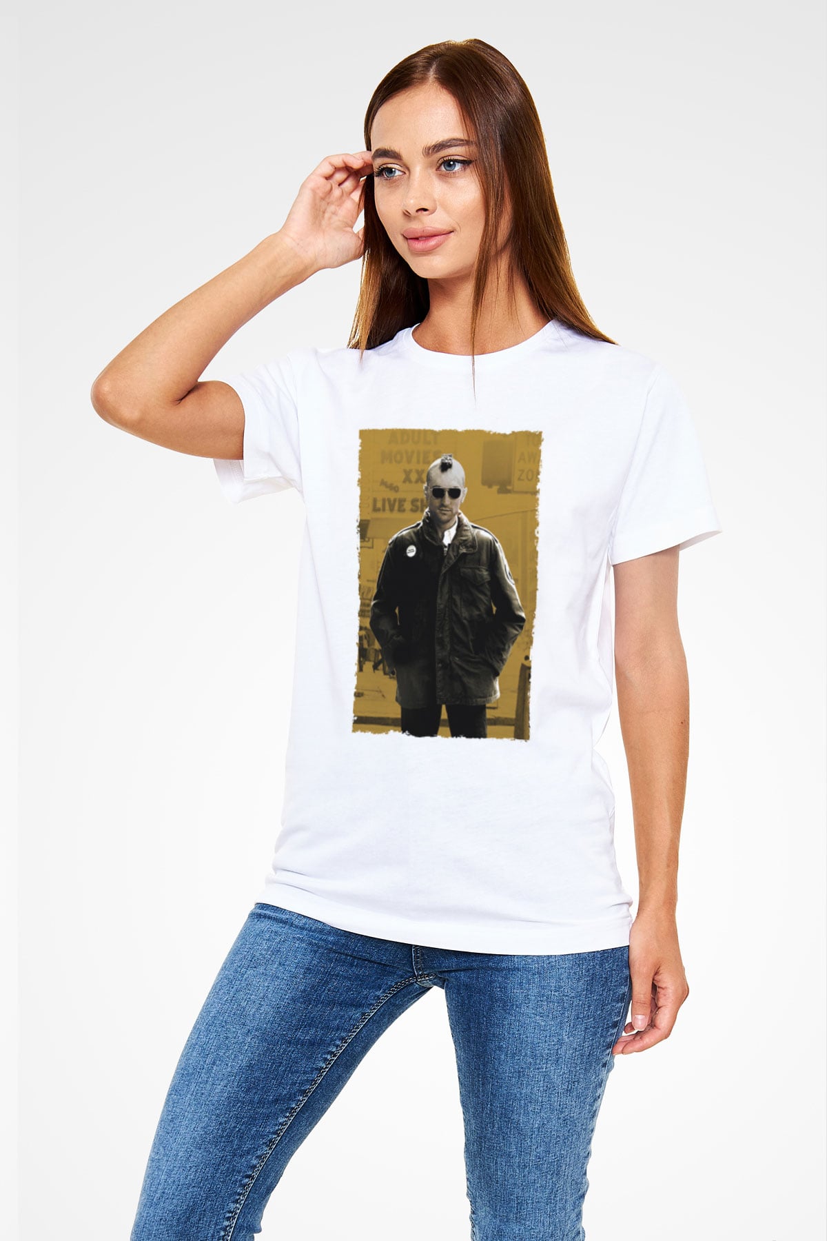Unisex Taksi Şoförü (Taxi Driver) Baskılı Beyaz Tshirt