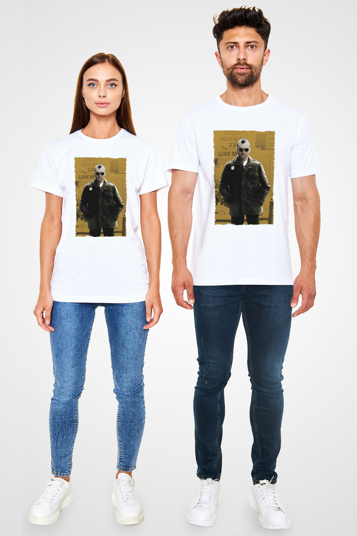 Unisex Taksi Şoförü (Taxi Driver) Baskılı Beyaz Tshirt