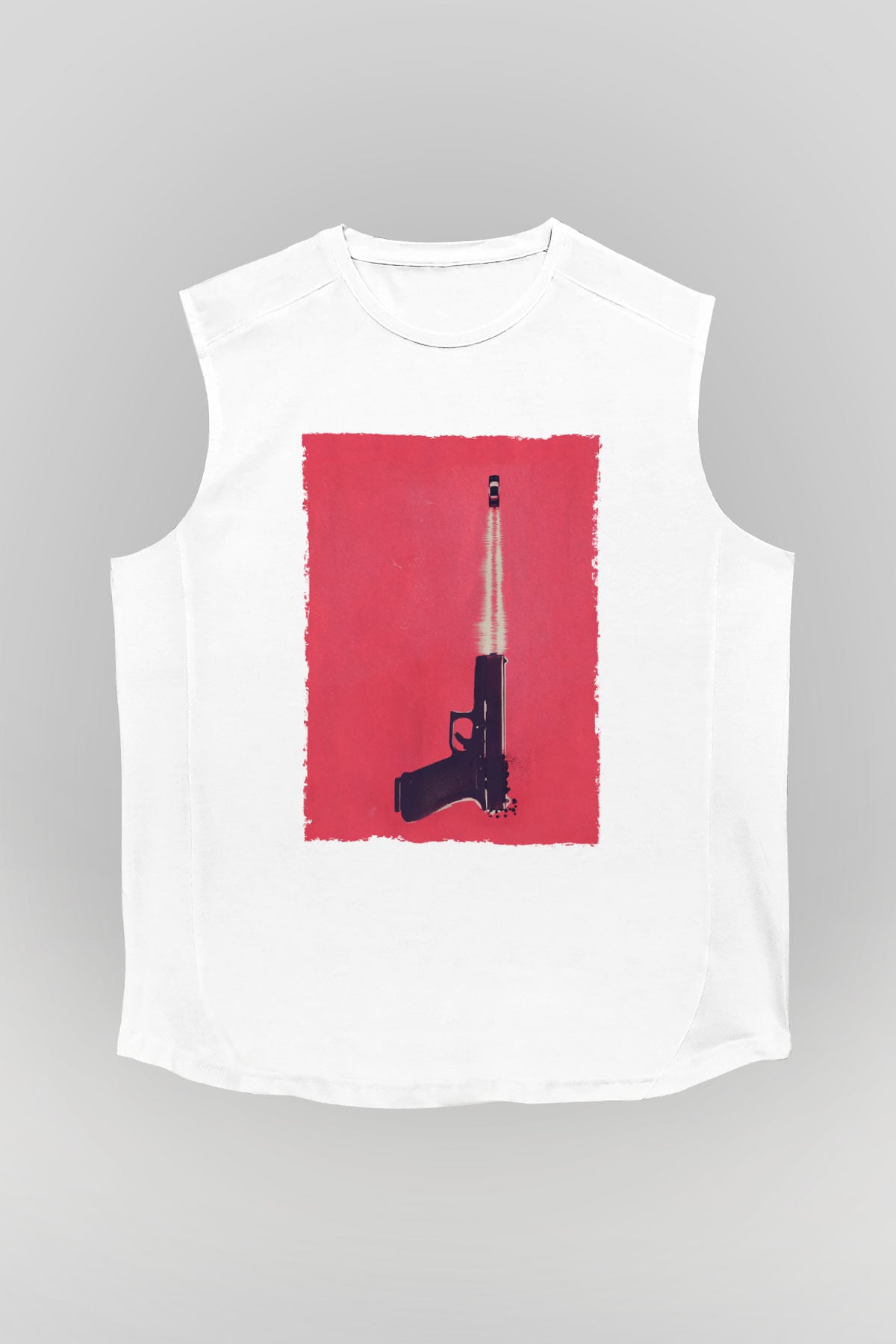 Unisex Tam Gaz - Baby Driver Baskılı Beyaz Kolsuz Tshirt