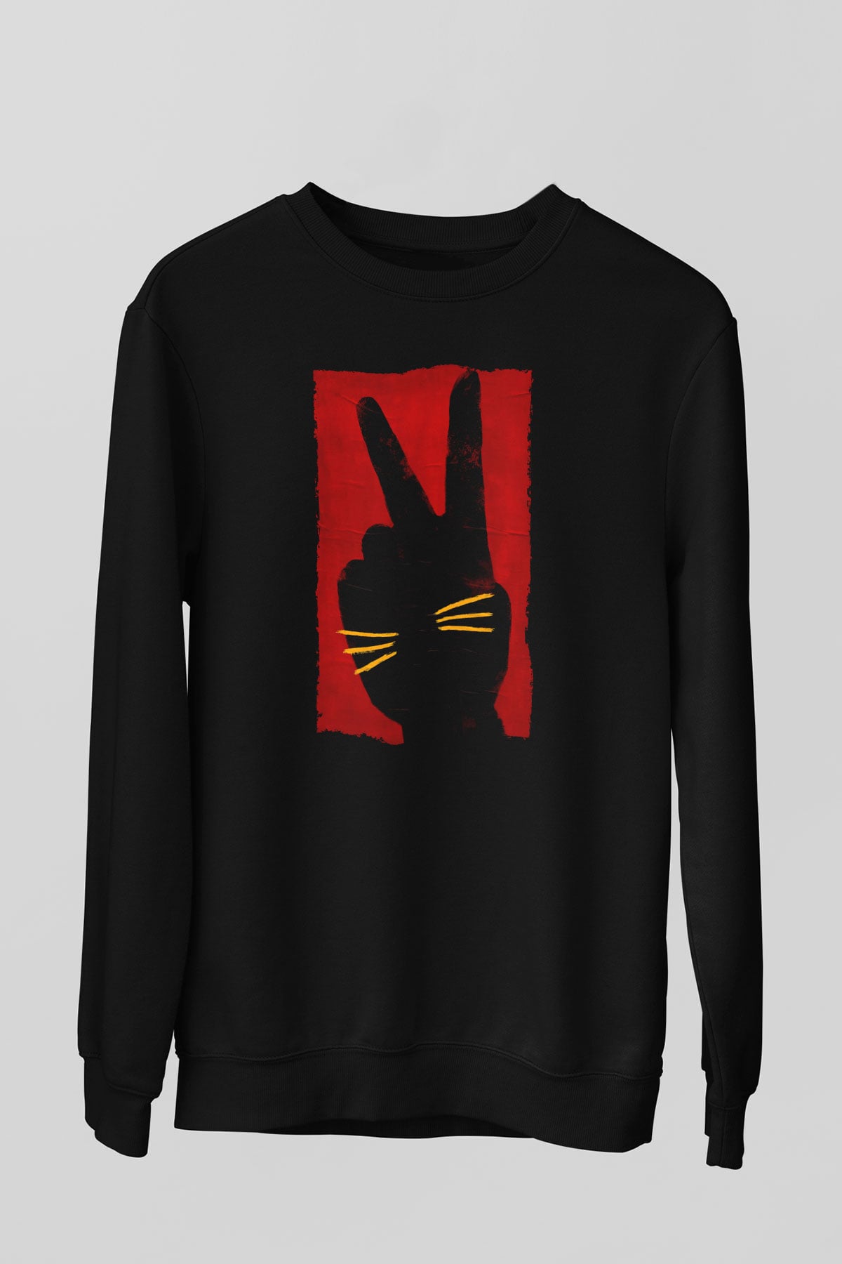 Unisex Tavşan Jojo (Jojo Rabbit) Baskılı Siyah Sweatshirt
