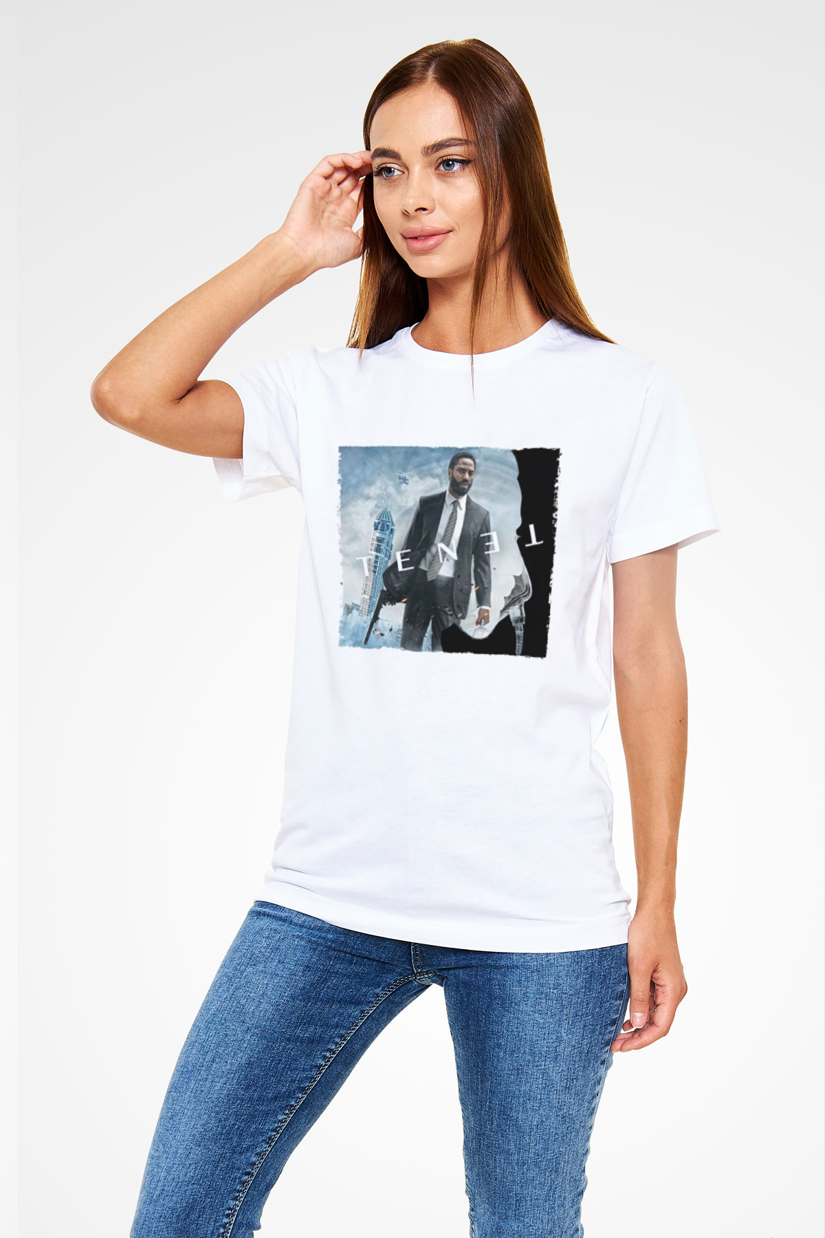 Unisex Tenet Baskılı Beyaz Tshirt