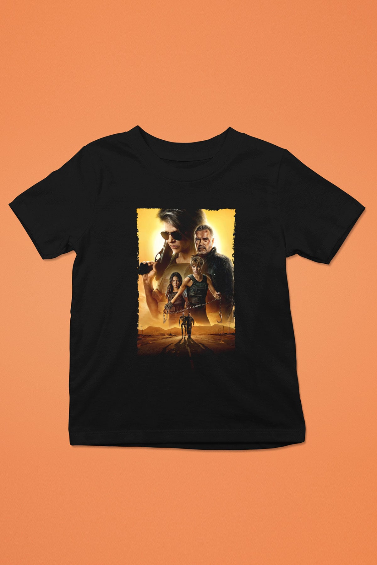 Unisex Terminatör Kara Kader (Terminator Dark Fate) Baskılı Siyah Çocuk Tshirt