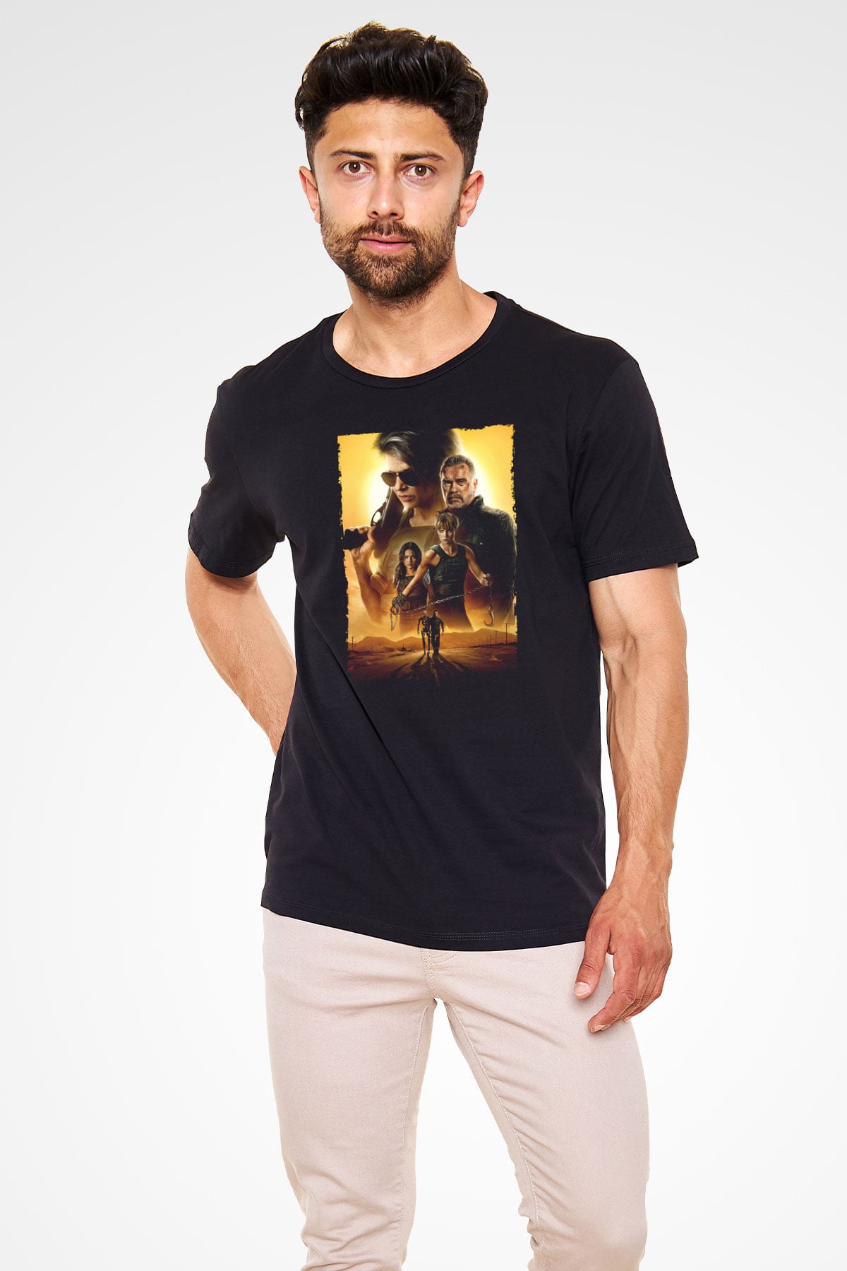 Unisex Terminatör Kara Kader (Terminator Dark Fate) Baskılı Siyah Tshirt