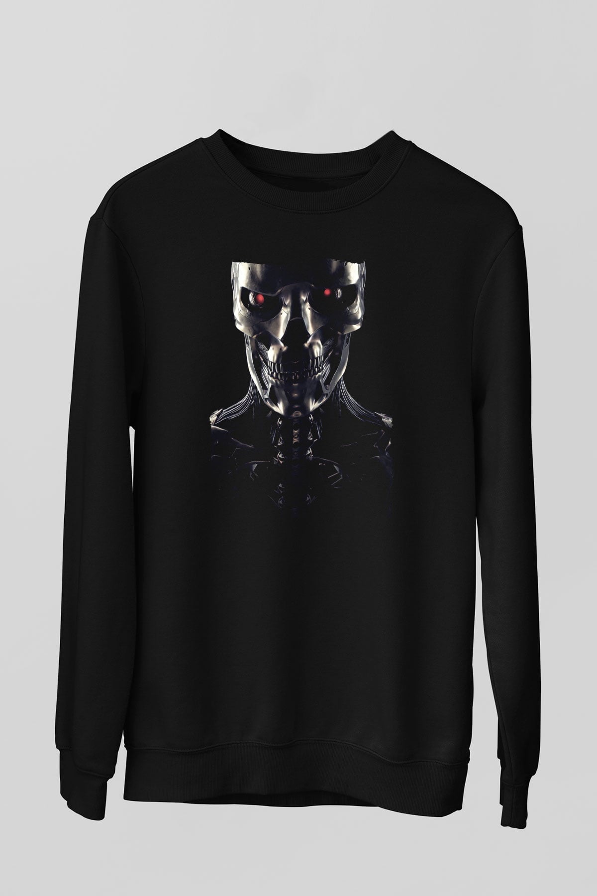 Unisex Terminatör Kara Kader (Terminator Dark Fate) Baskılı Siyah Sweatshirt