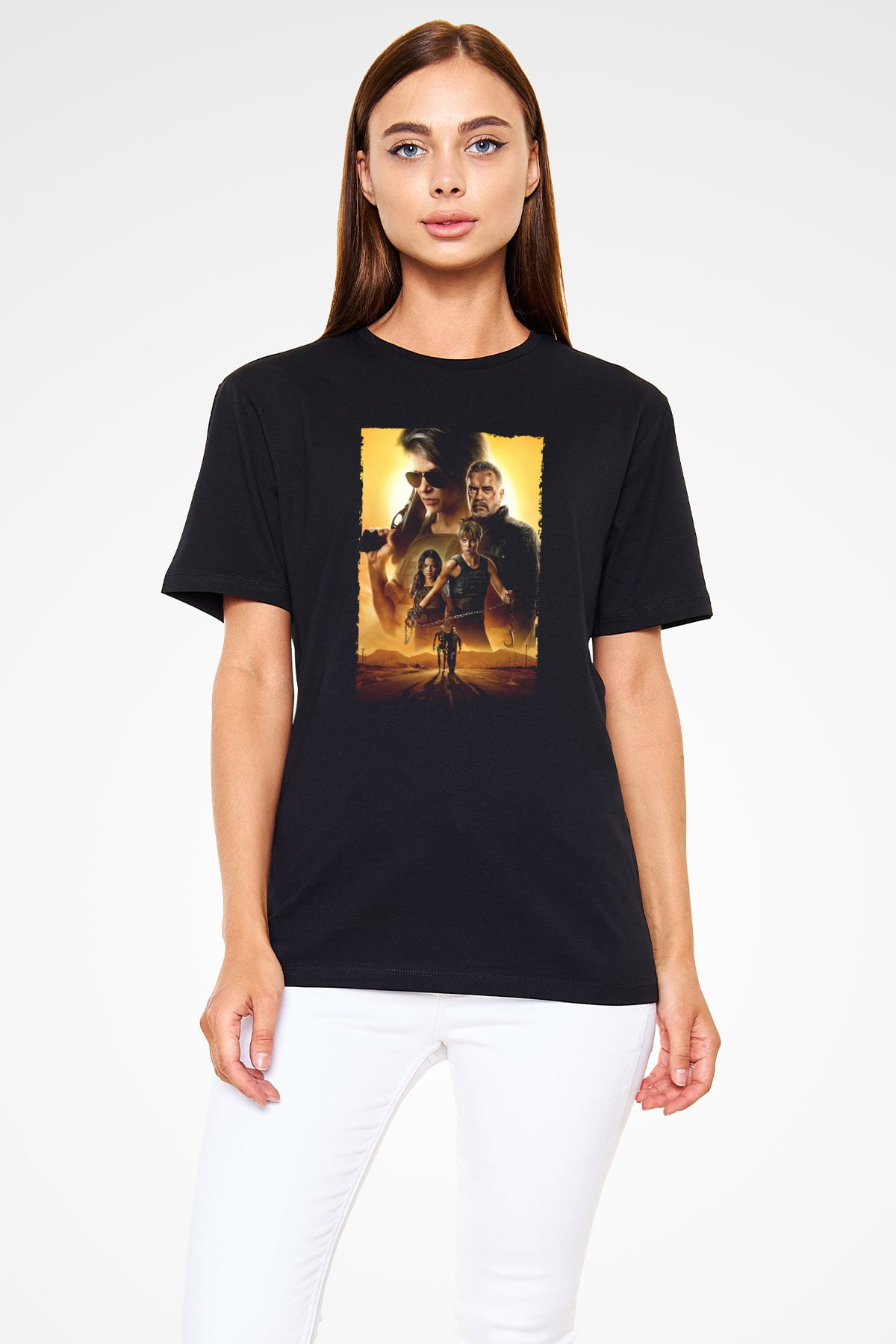 Unisex Terminatör Kara Kader (Terminator Dark Fate) Baskılı Siyah Tshirt