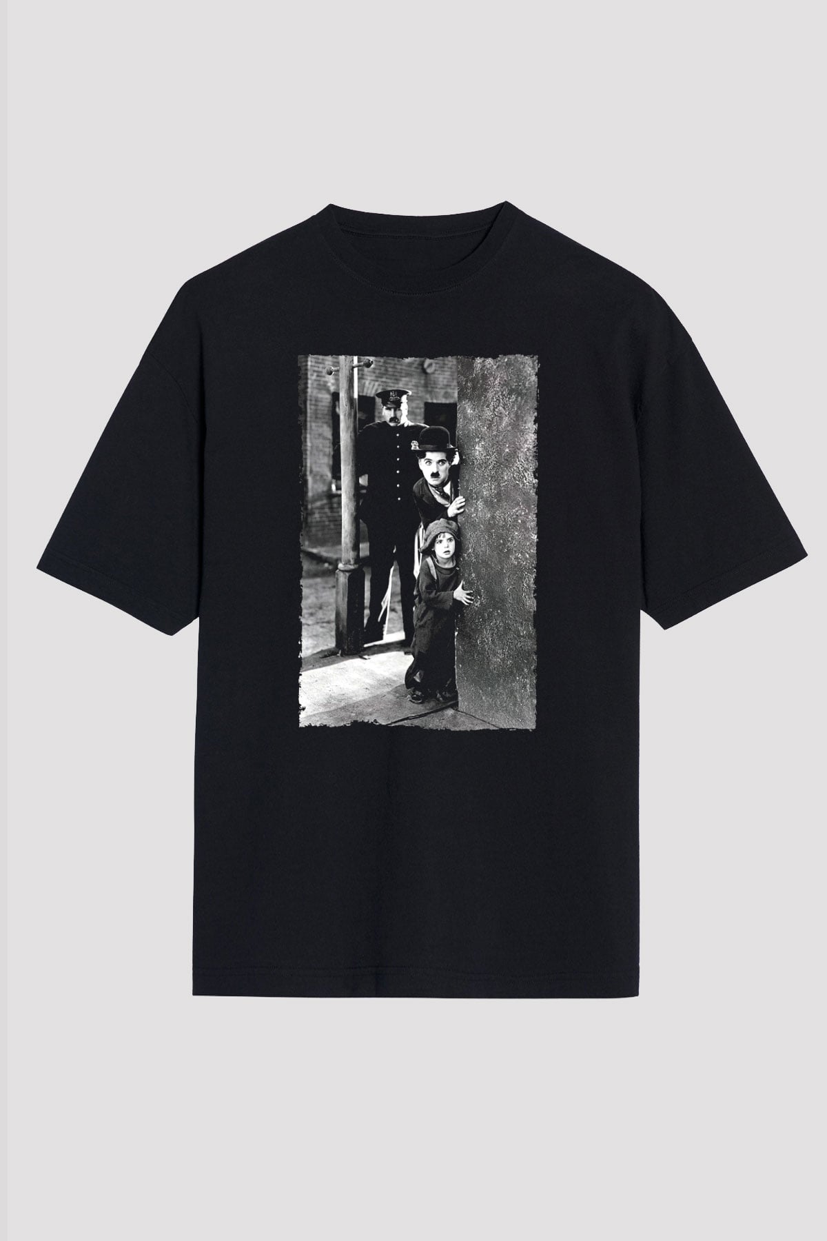 Unisex The Kid Baskılı Siyah Oversize Tişört