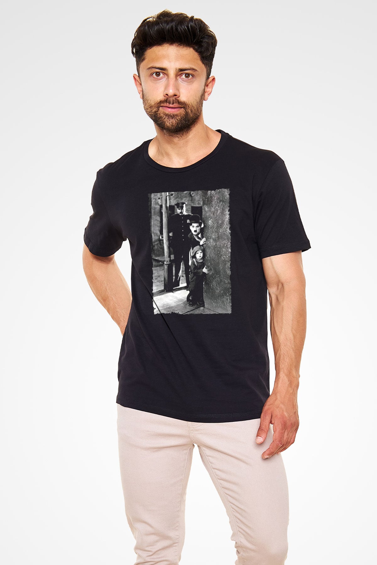 Unisex The Kid Baskılı Siyah Tişört