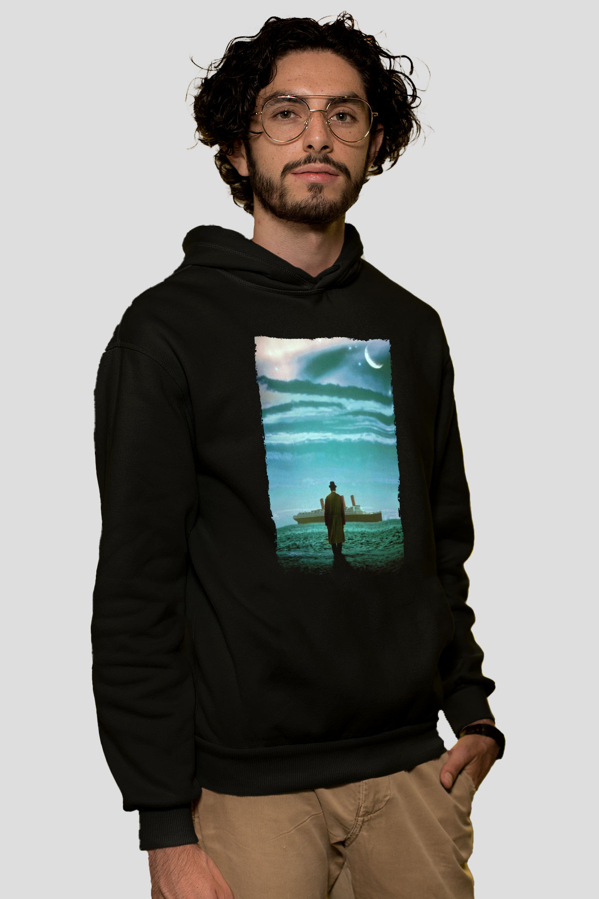 Unisex The Legend of 1900 Baskılı Siyah Kapüşonlu Sweatshirt