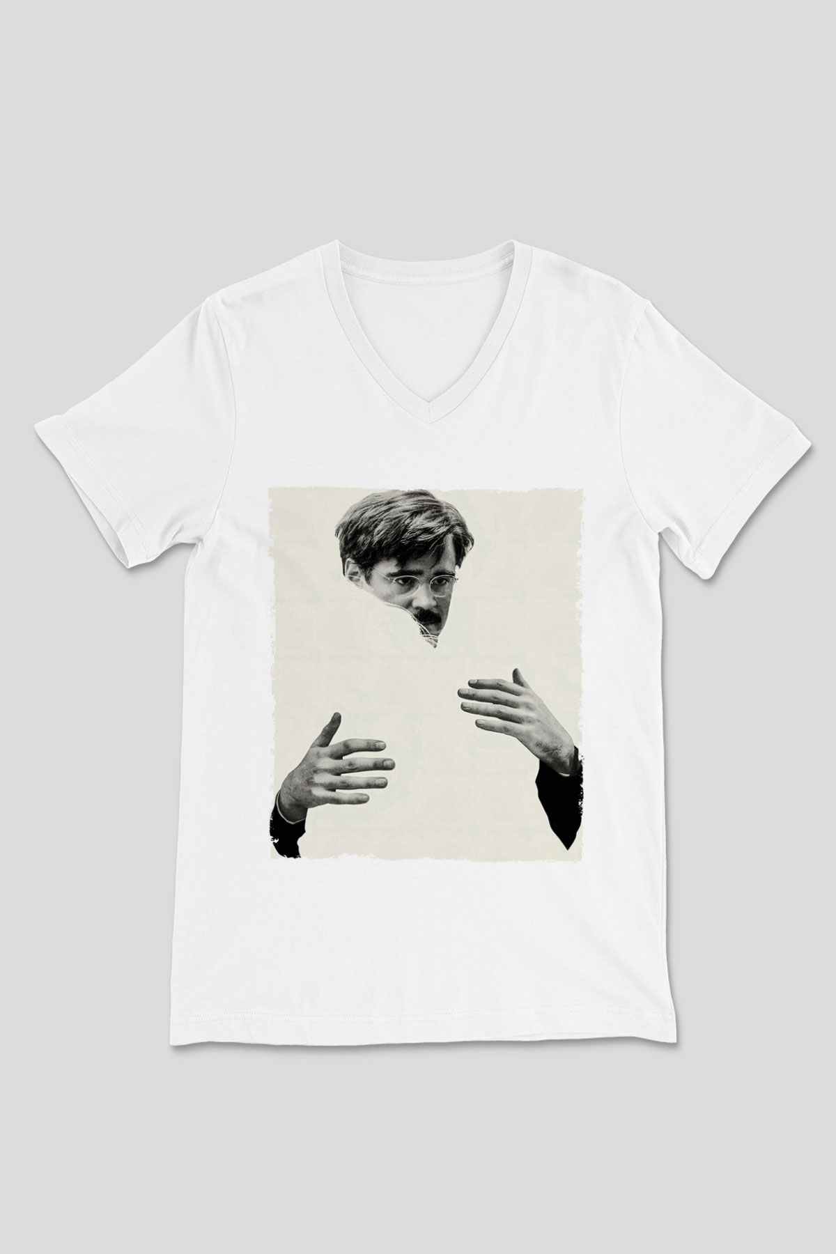 Unisex The Lobster Baskılı Beyaz V Yaka Tshirt