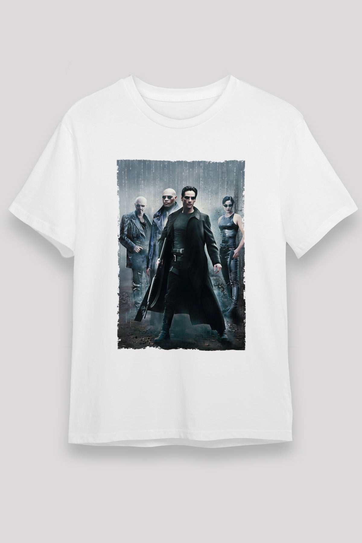 Unisex The Matrix Baskılı Beyaz T-shirt