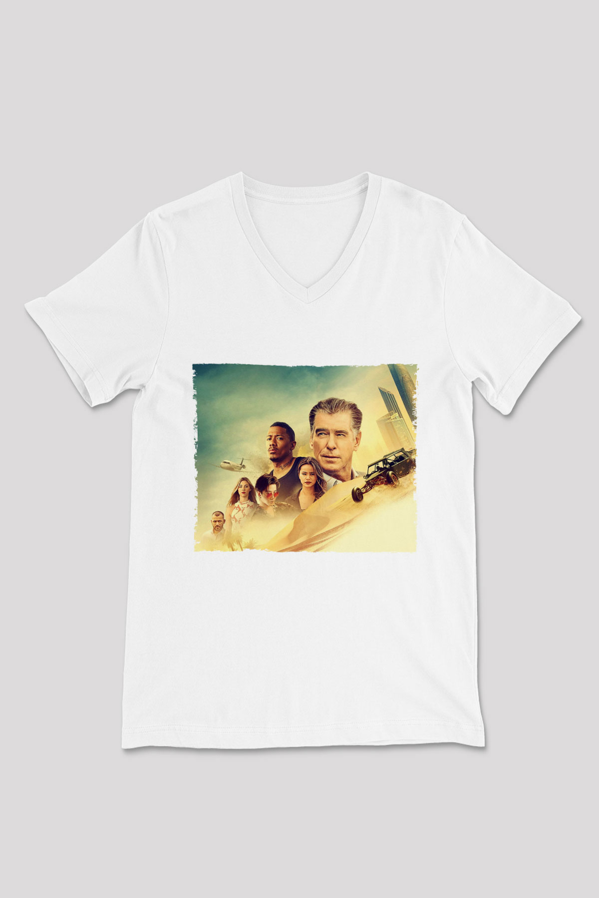 Unisex The Misfits Baskılı Beyaz V Yaka Tişört