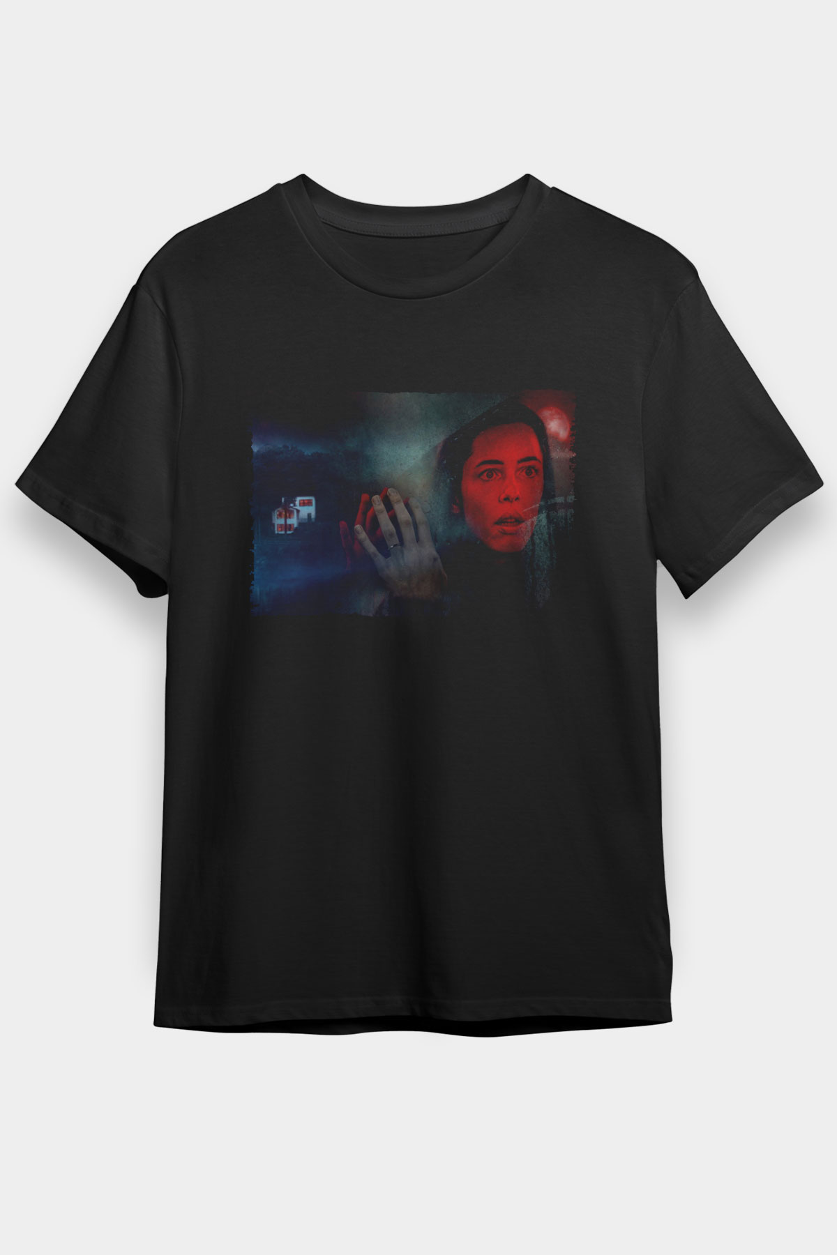 Unisex The Night House Baskılı Siyah Tişört