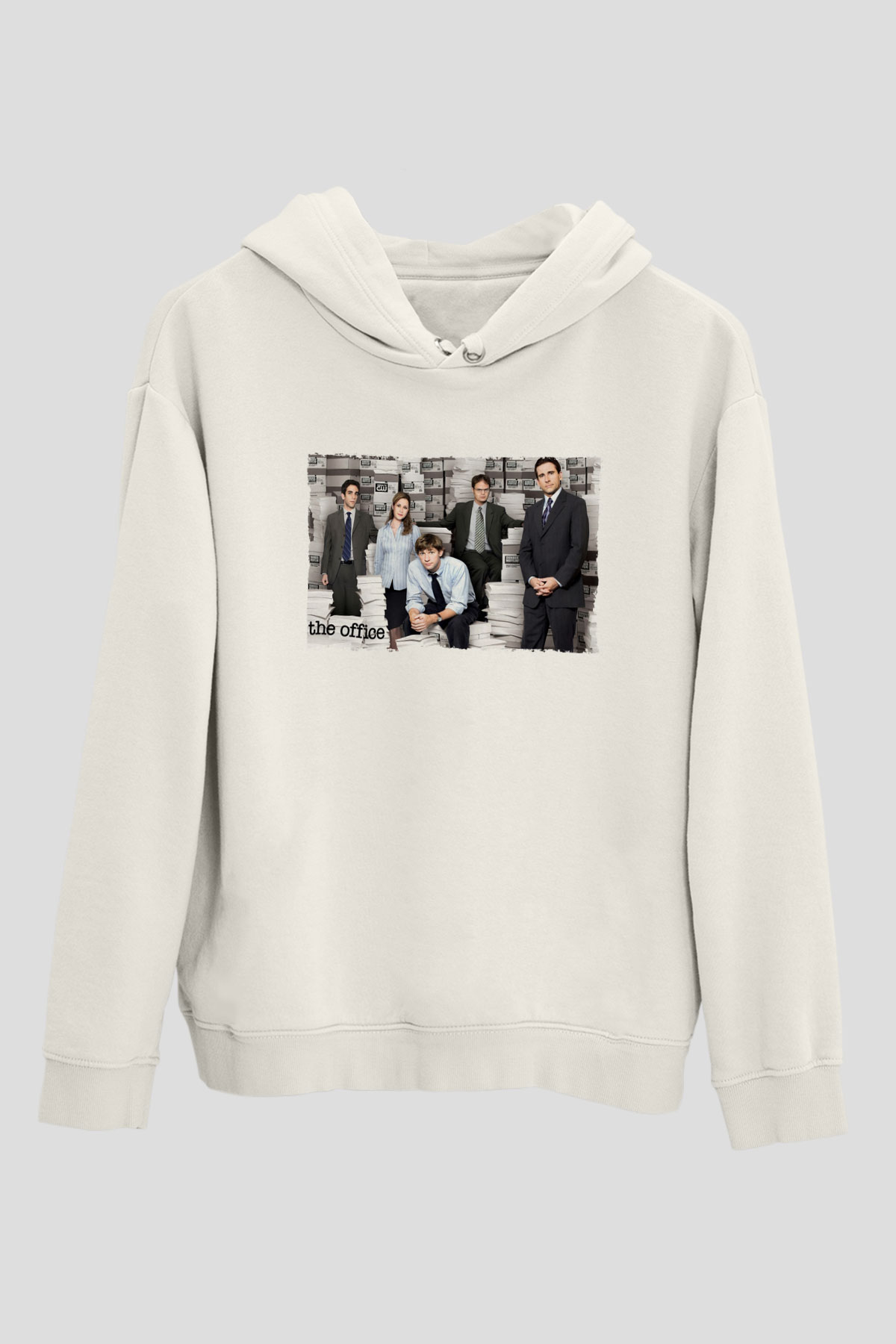 Unisex The Office Baskılı Beyaz Kapüşonlu Sweatshirt