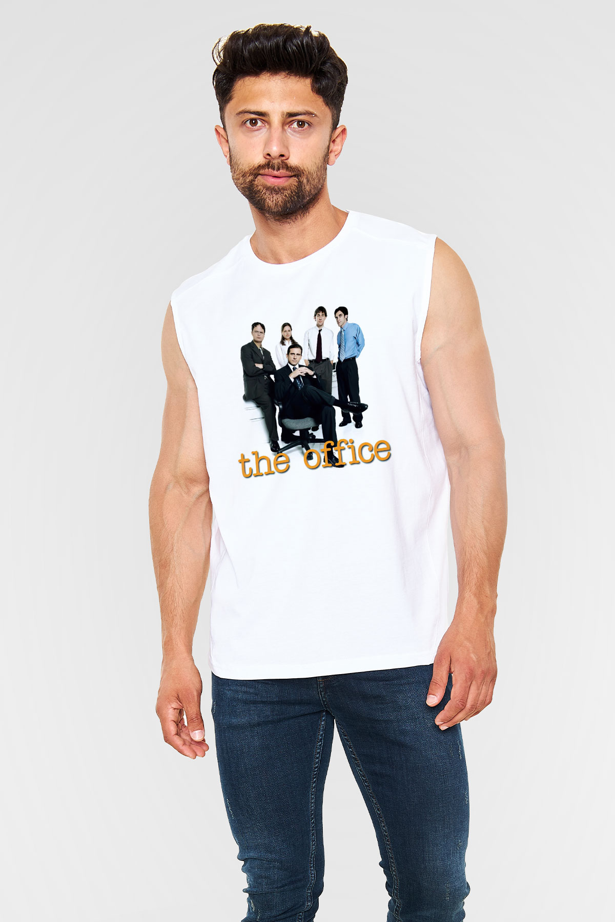 Unisex The Office Baskılı Beyaz Kolsuz Tshirt
