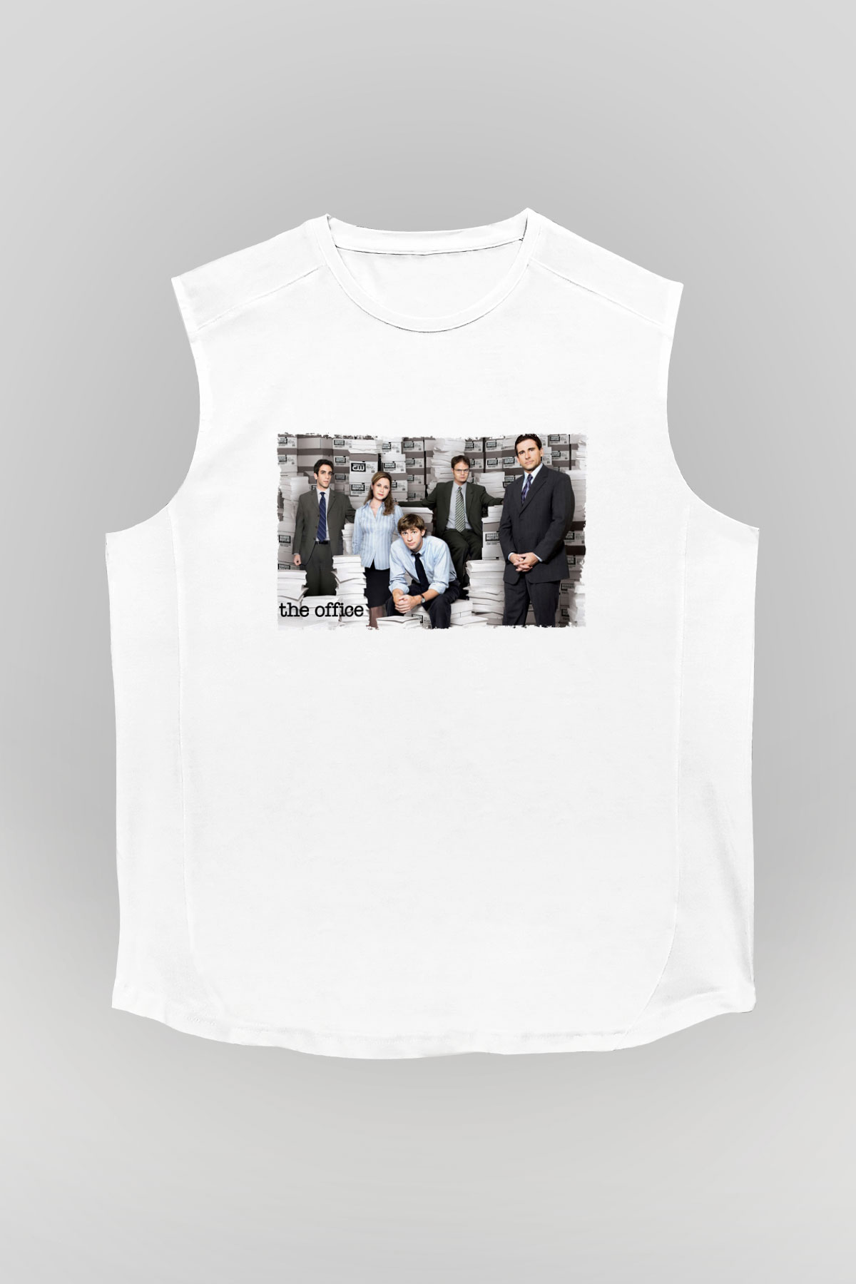 Unisex The Office Baskılı Beyaz Kolsuz Tişört