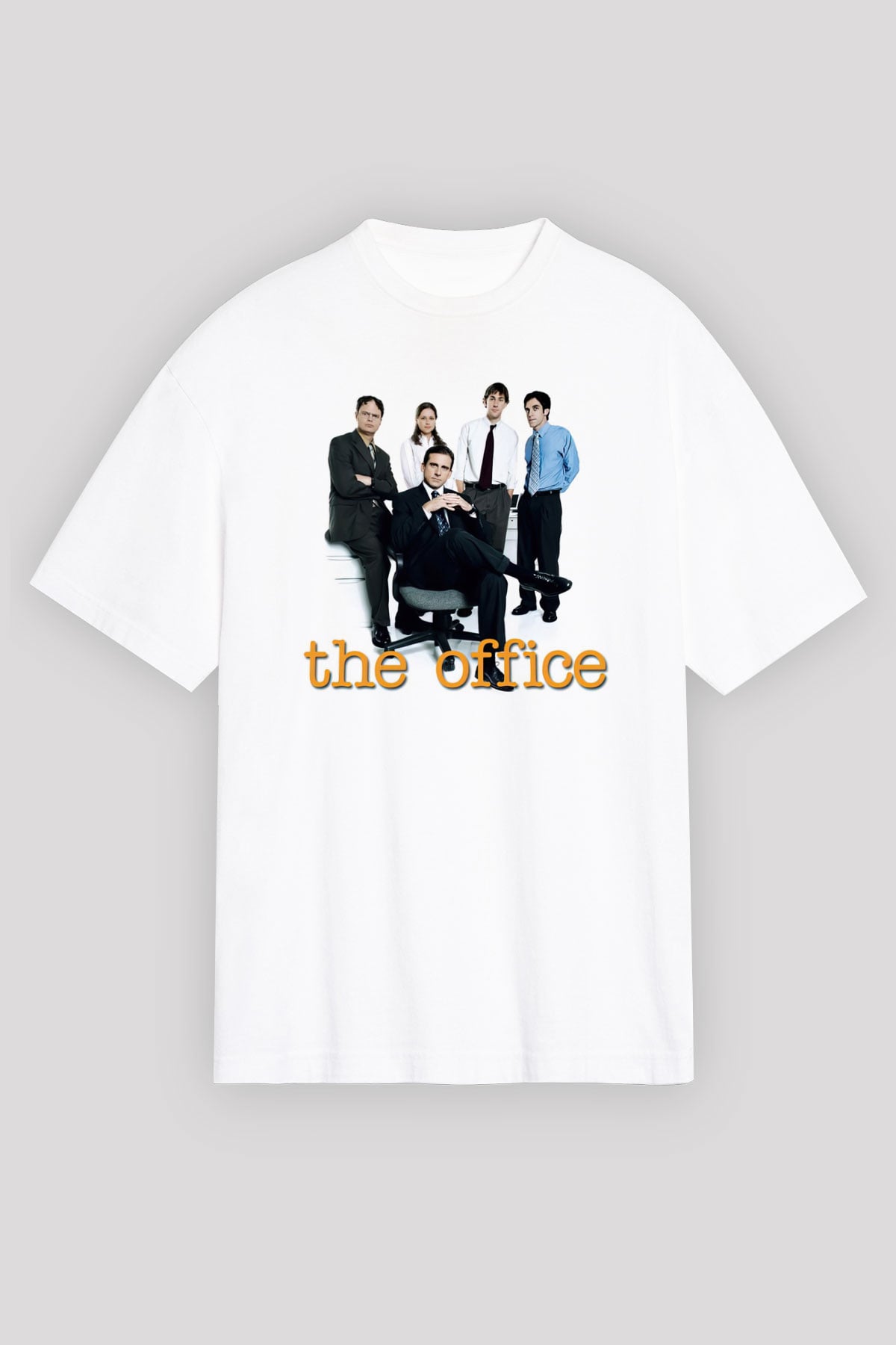 Unisex The Office Baskılı Beyaz Oversize Oversize T-shirt