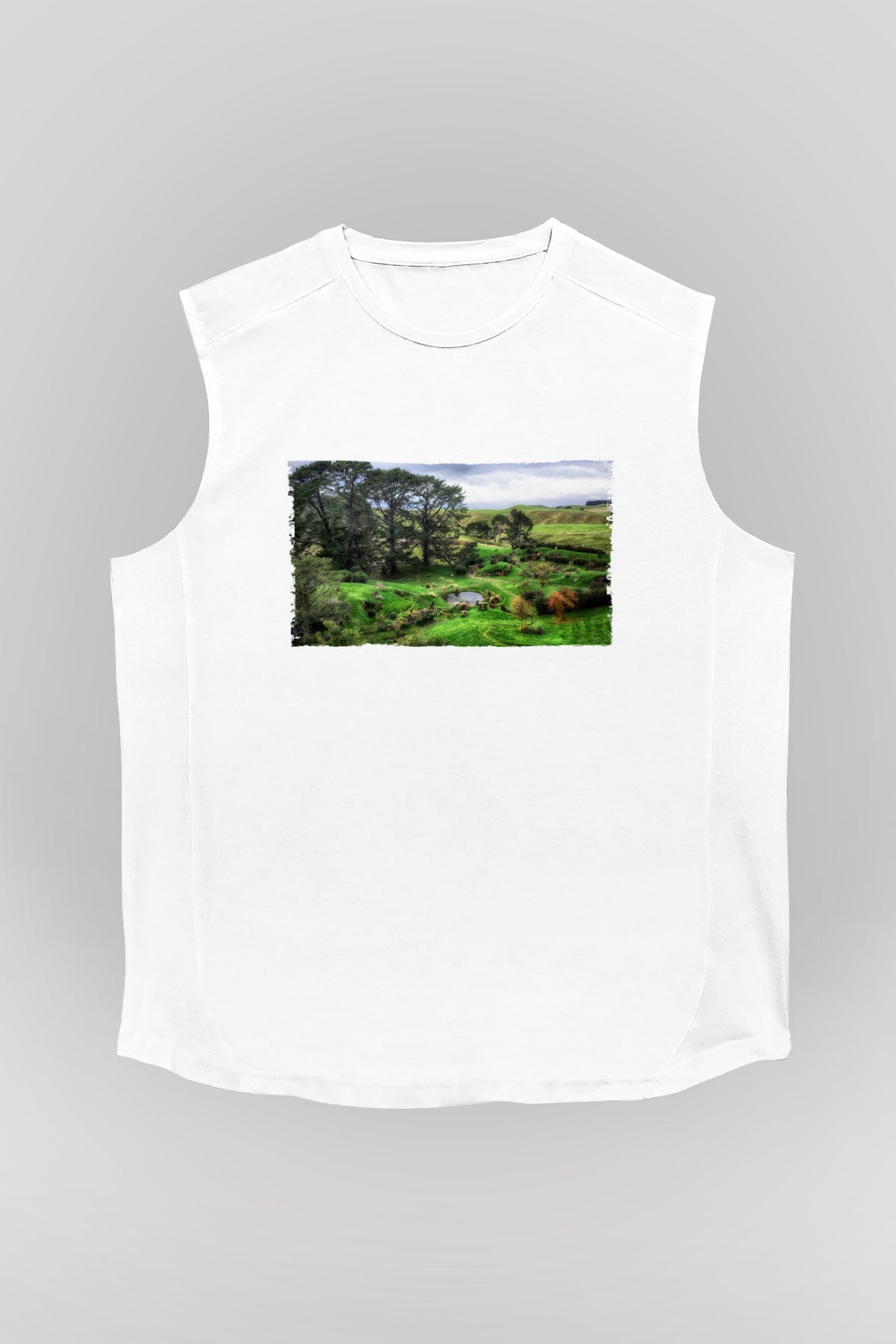 Unisex The Shire Baskılı Beyaz Kolsuz Tshirt