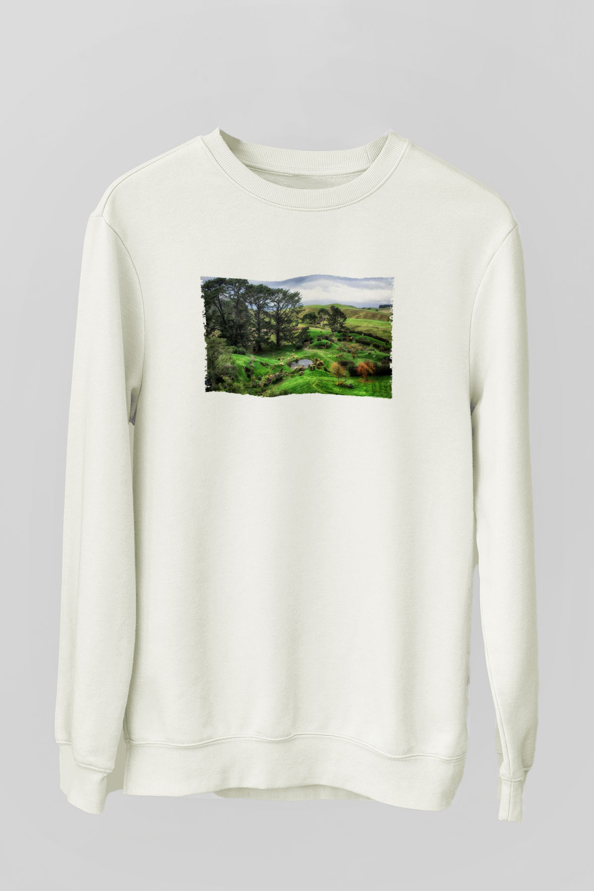 Unisex The Shire Baskılı Beyaz Sweatshirt