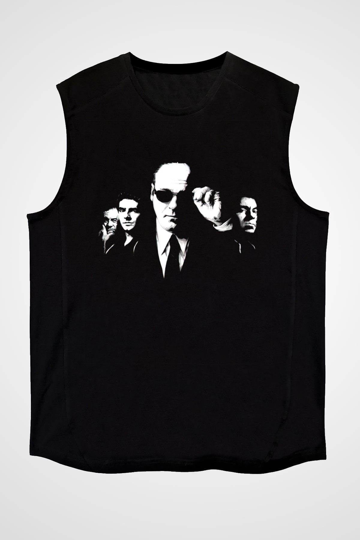 Unisex The Sopranos Baskılı Siyah Unisex Kolsuz T-shirt