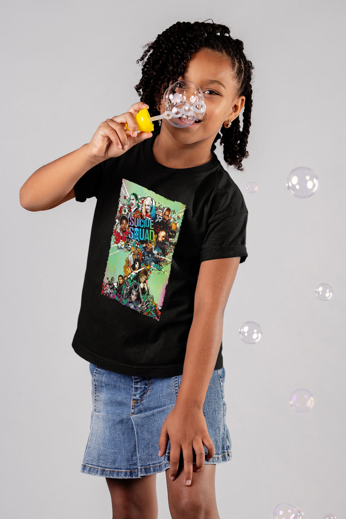 Unisex The Suicide Squad İntihar Timi (The Suicide Squad) Baskılı Siyah Çocuk Tshirt