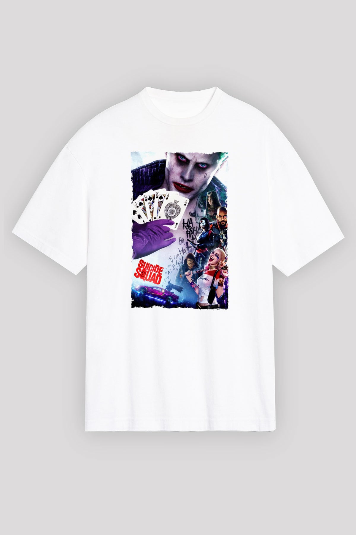 Unisex The Suicide Squad (İntihar Timi) Baskılı Beyaz Oversize Oversize T-shirt