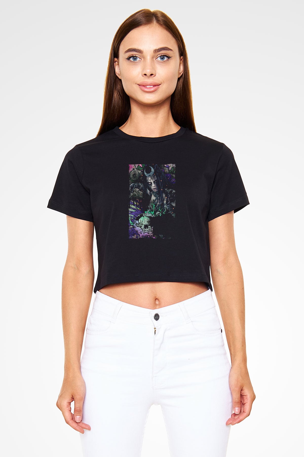 Unisex The Suicide Squad İntihar Timi (The Suicide Squad) Baskılı Siyah Unisex Crop Top Tişört