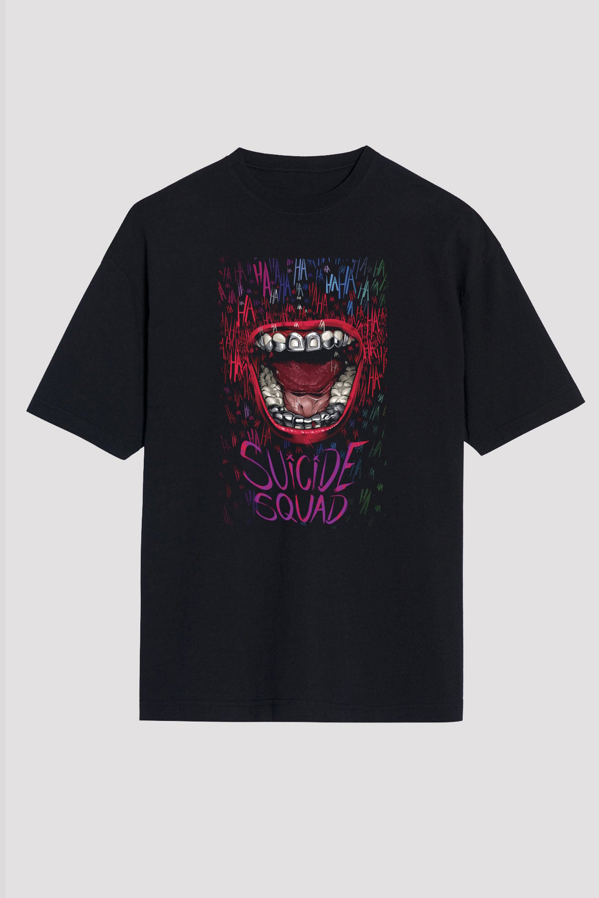 Unisex The Suicide Squad İntihar Timi (The Suicide Squad) Baskılı Siyah Unisex Oversize Tshirt
