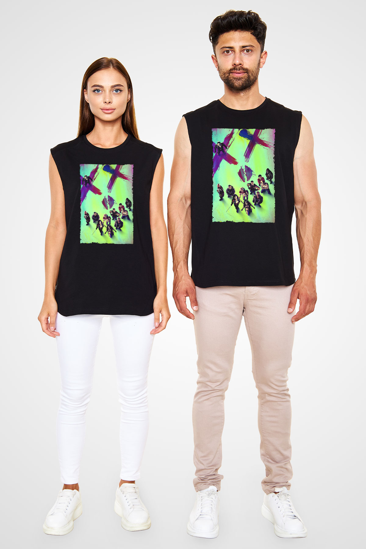 Unisex The Suicide Squad İntihar Timi (The Suicide Squad) Baskılı Siyah Kolsuz T-shirt