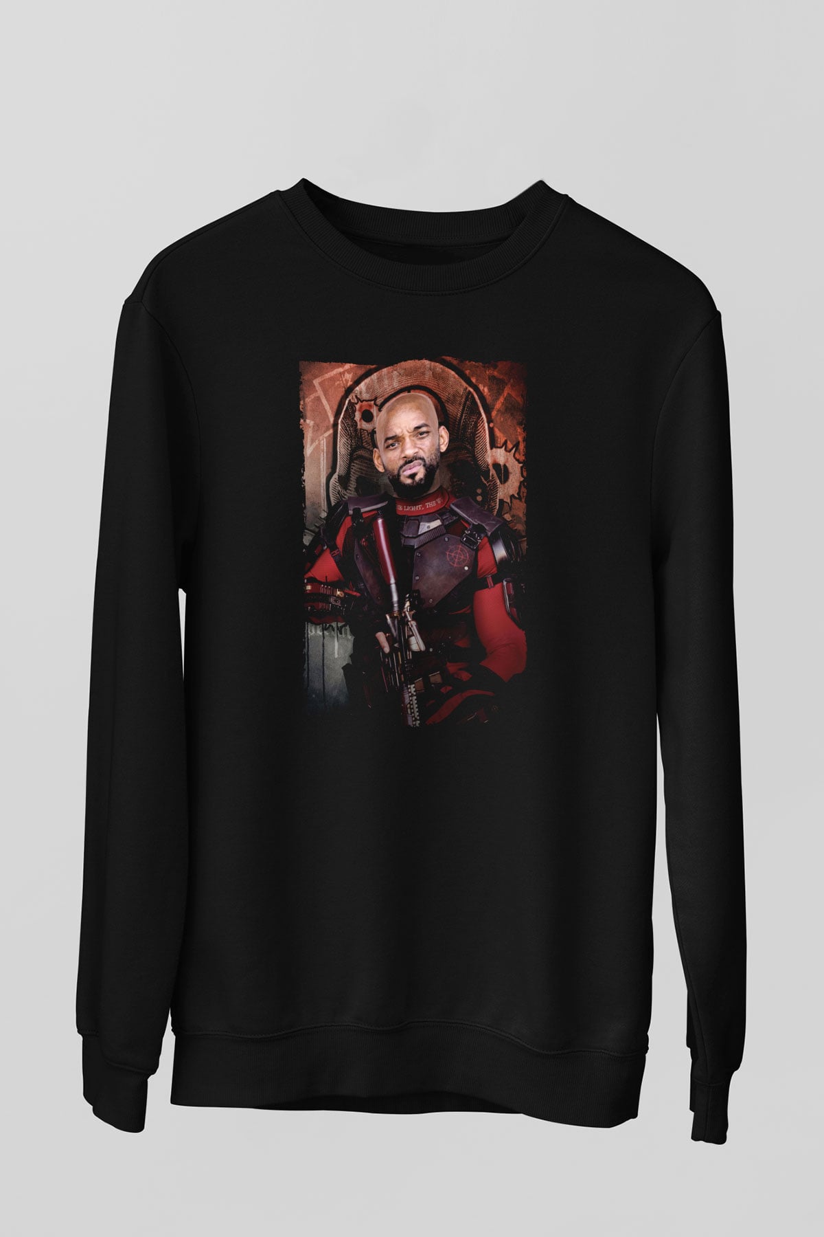 Unisex The Suicide Squad İntihar Timi (The Suicide Squad) Baskılı Siyah Sweatshirt