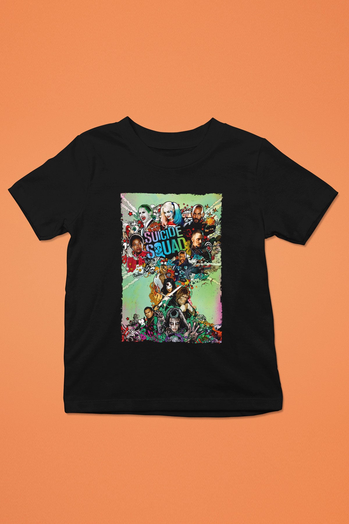 Unisex The Suicide Squad İntihar Timi (The Suicide Squad) Baskılı Siyah Çocuk Tshirt