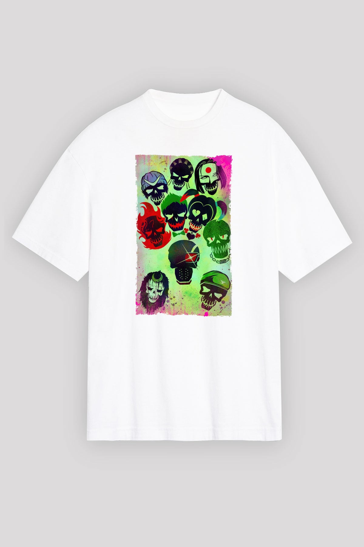 Unisex The Suicide Squad (İntihar Timi) Baskılı Beyaz Oversize Tişört