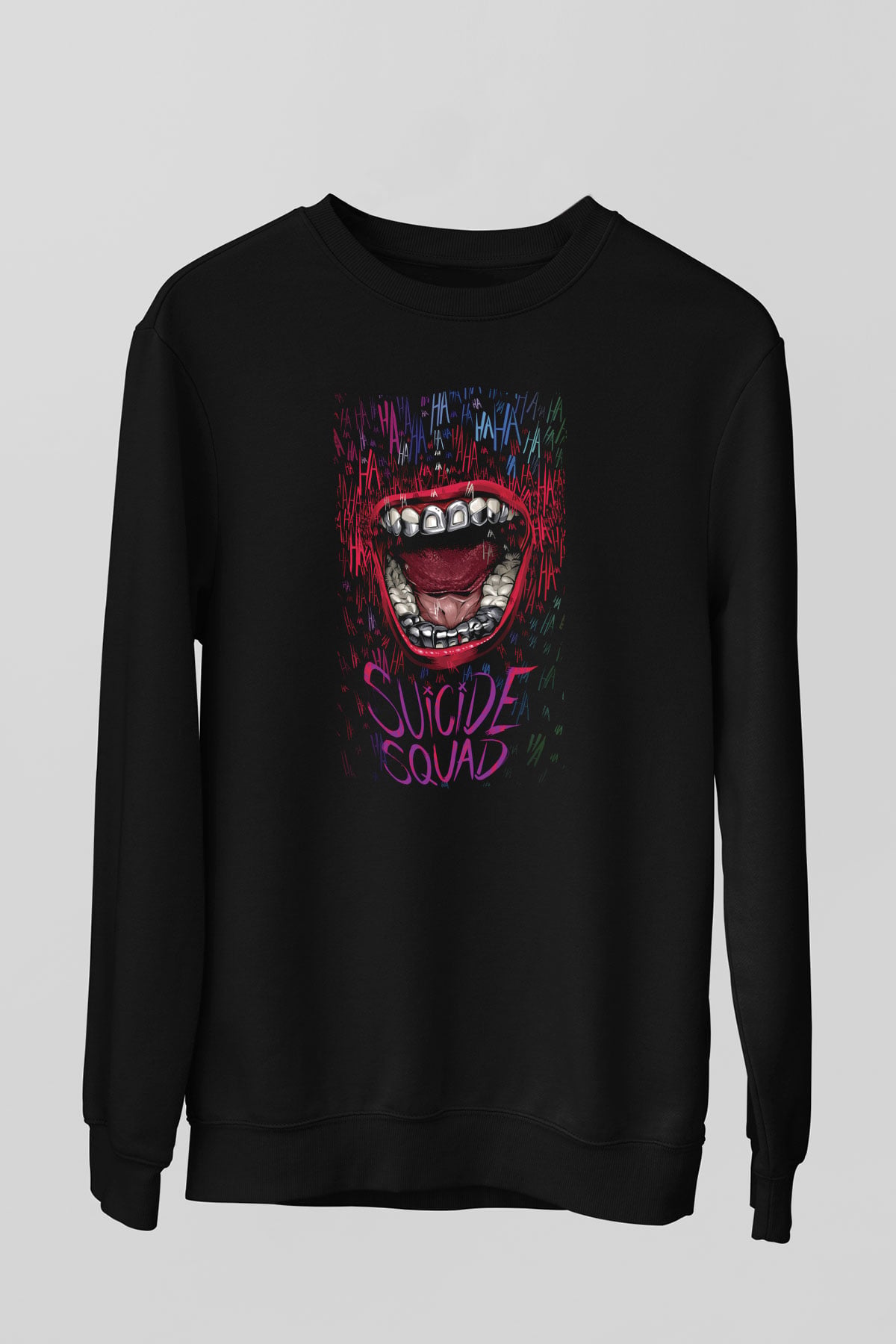 Unisex The Suicide Squad İntihar Timi (The Suicide Squad) Baskılı Siyah Unisex Sweatshirt