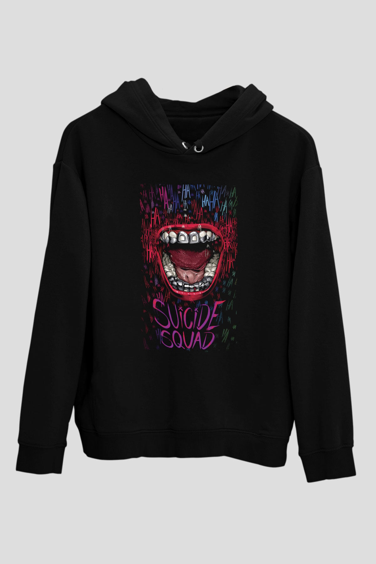 Unisex The Suicide Squad İntihar Timi (The Suicide Squad) Baskılı Siyah Unisex Kapüşonlu Sweatshirt