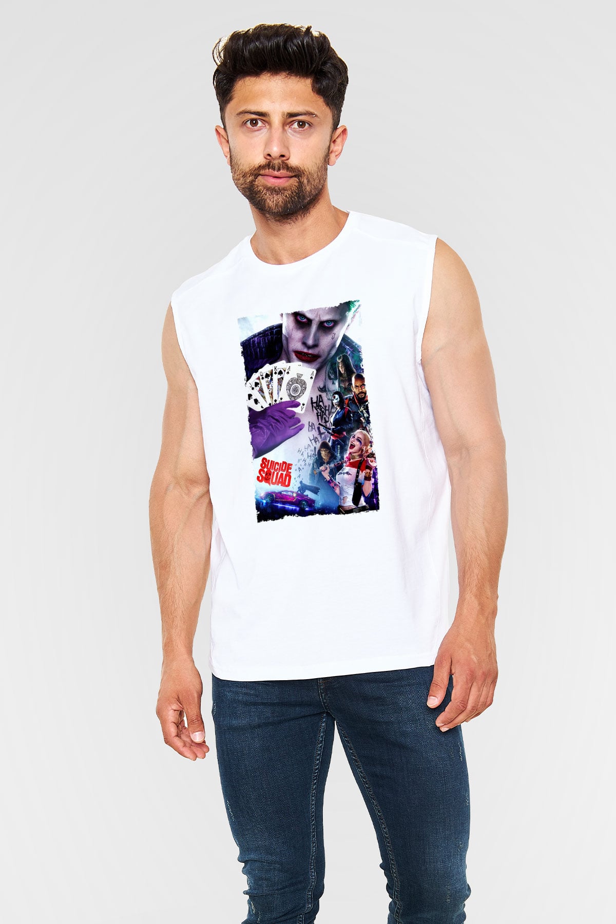 Unisex The Suicide Squad (İntihar Timi) Baskılı Beyaz Kolsuz Tshirt