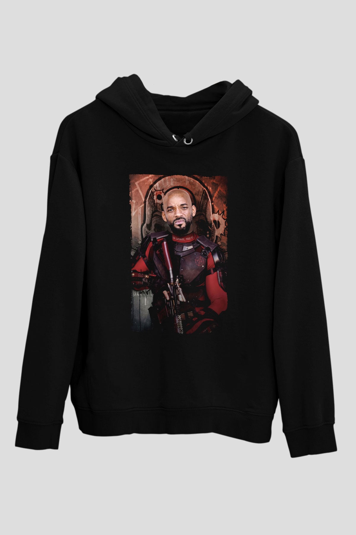 Unisex The Suicide Squad İntihar Timi (The Suicide Squad) Baskılı Siyah Kapüşonlu Sweatshirt