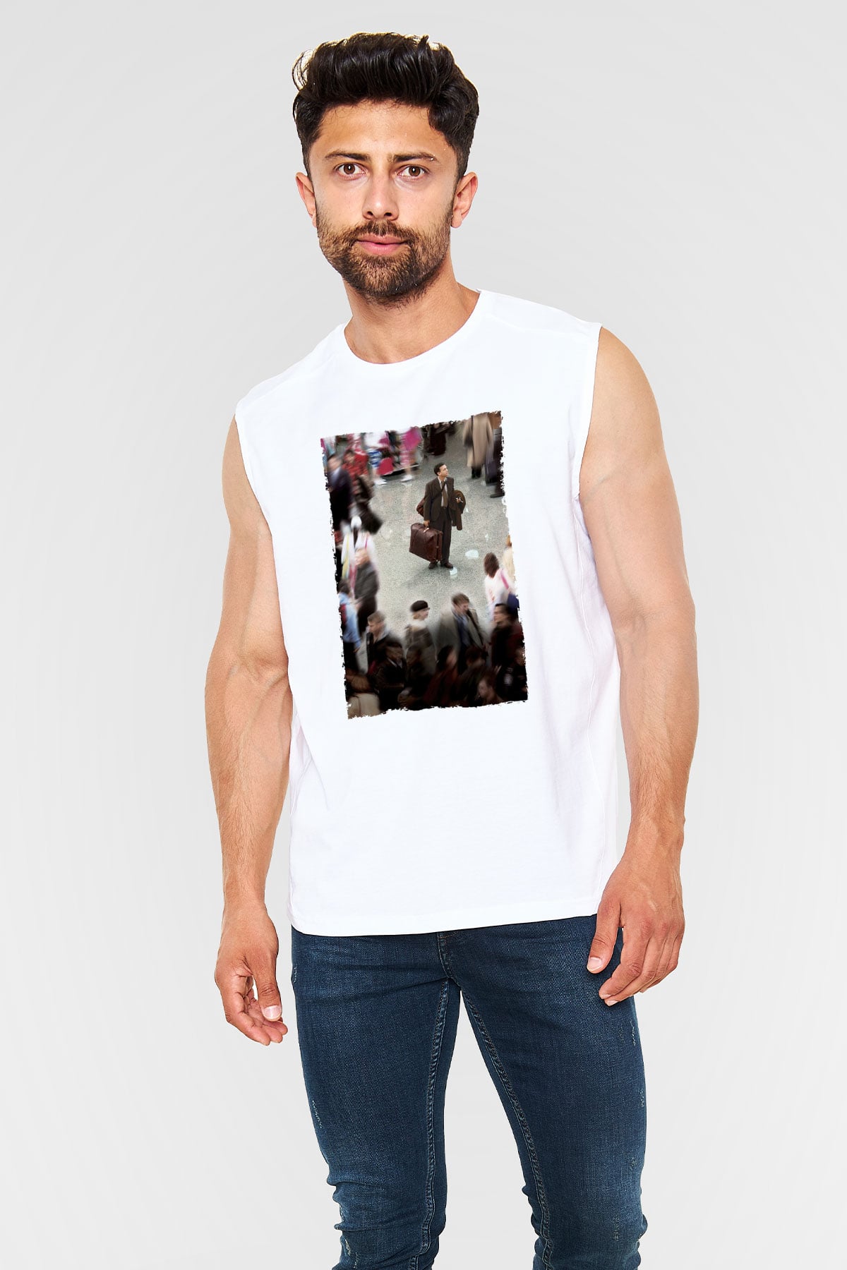 Unisex The Terminal Baskılı Beyaz Kolsuz Tshirt