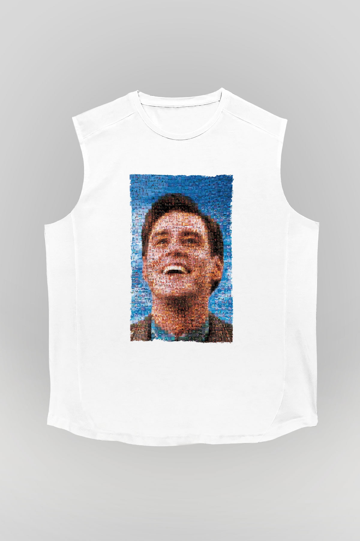 Unisex The Truman Show Baskılı Beyaz Kolsuz T-shirt